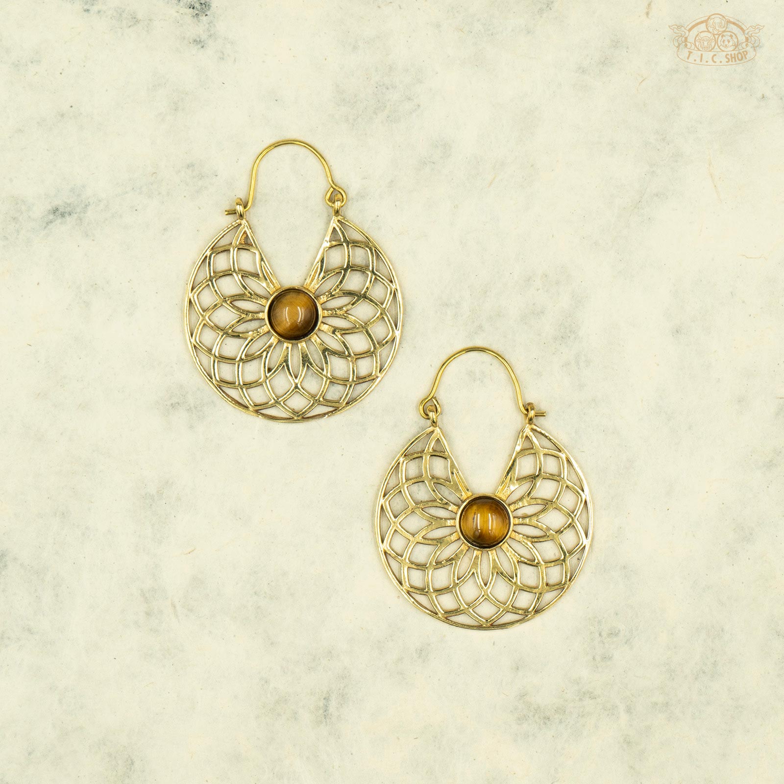 Lotus Flower Indian Style Hoop Earrings