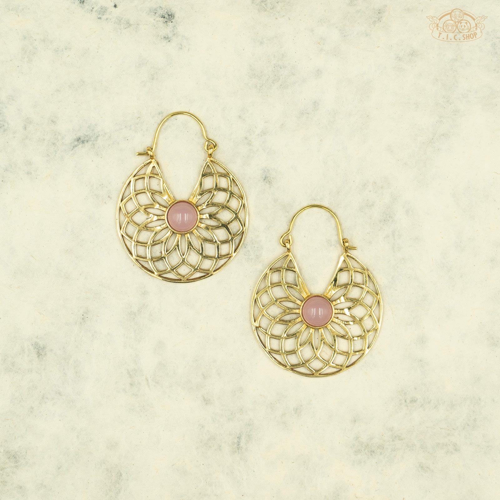 Lotus Flower Indian Style Hoop Earrings