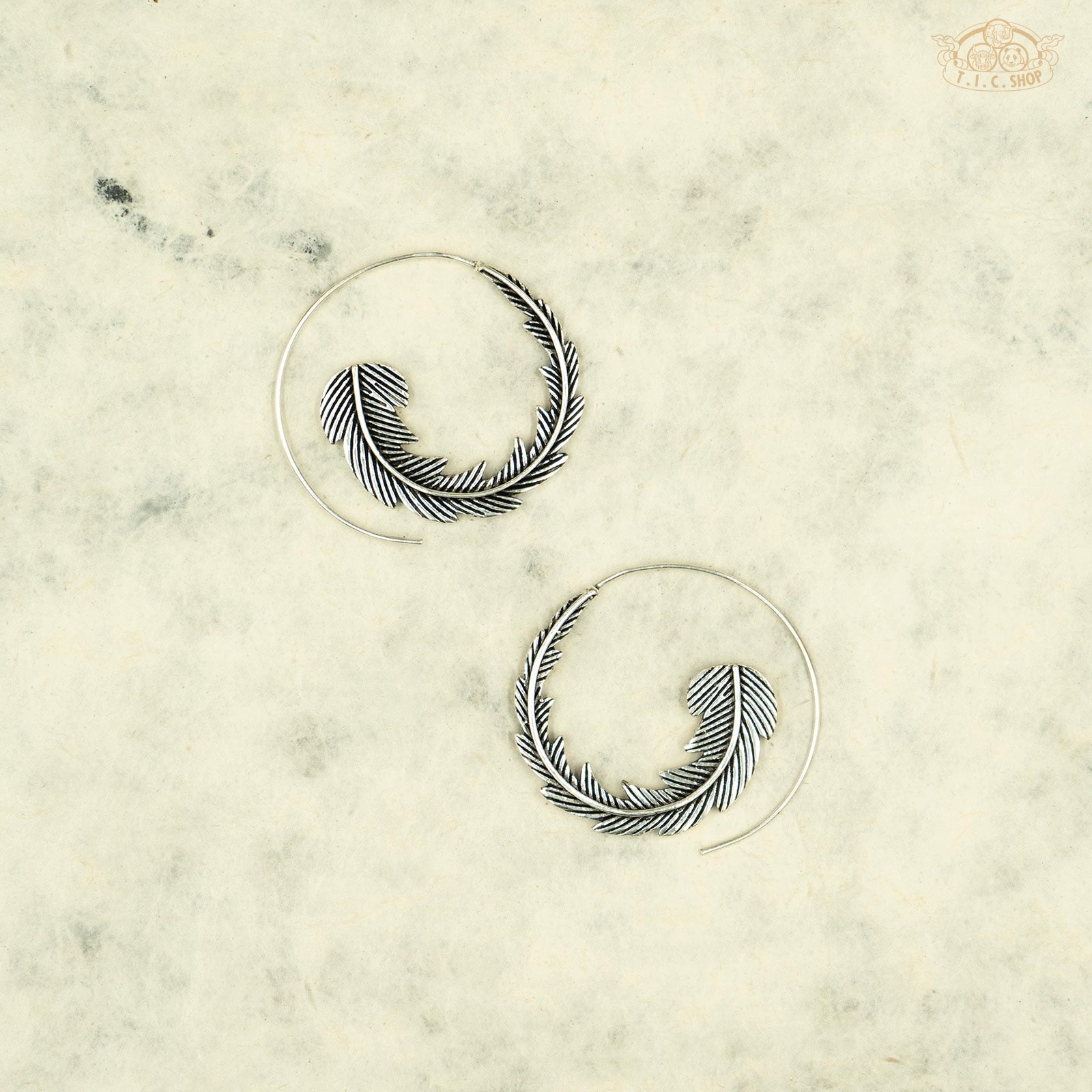 Feather Indian Style Spiral Earrings