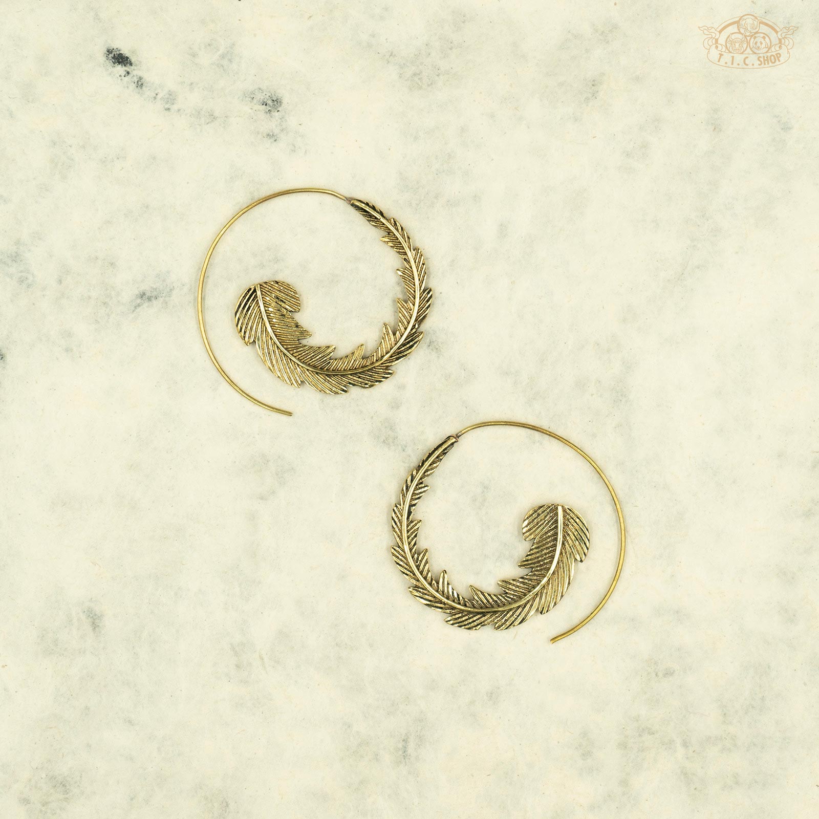 Feather Indian Style Spiral Earrings