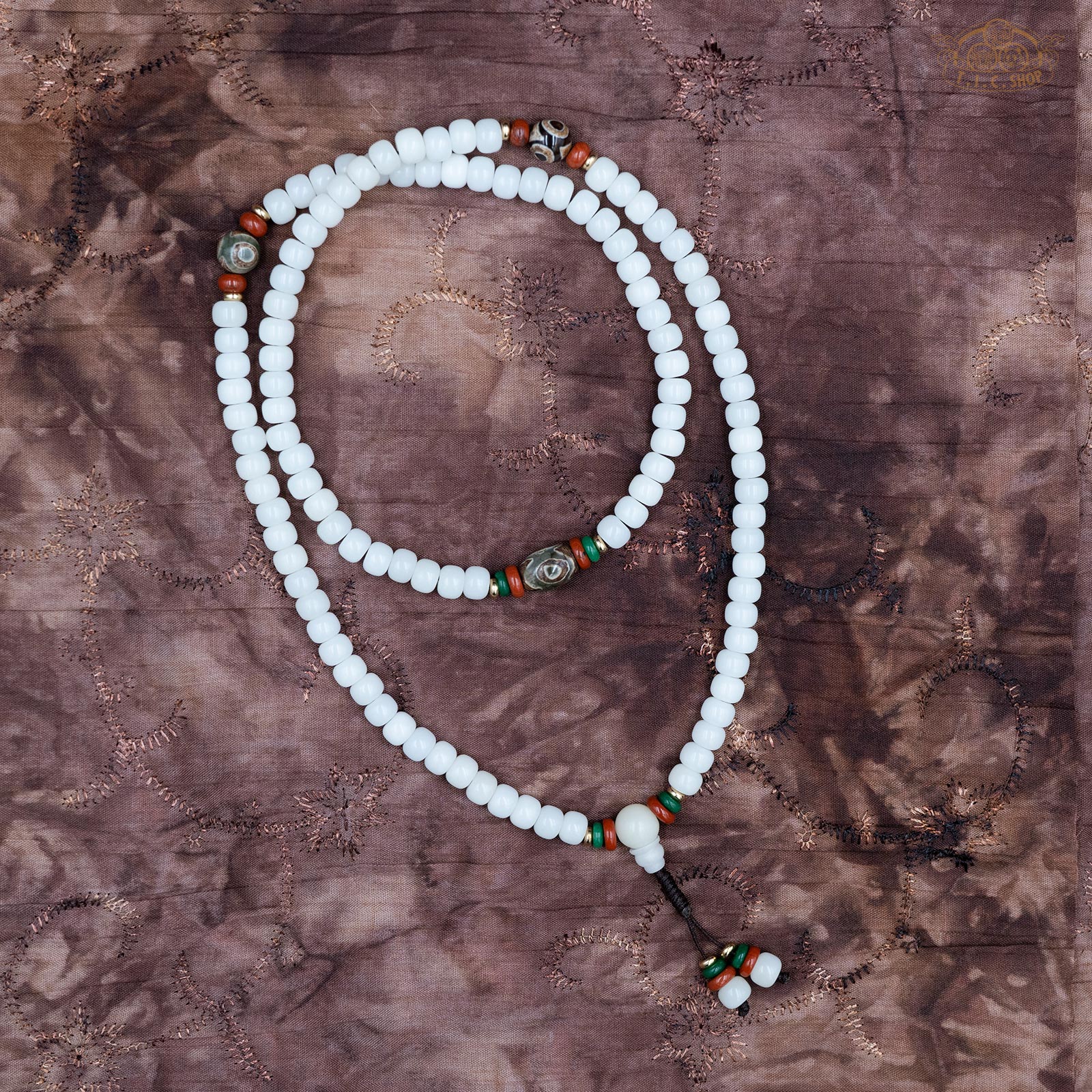 White Bodhi Seed 8mm 108-Bead Traditional Prayer Mala