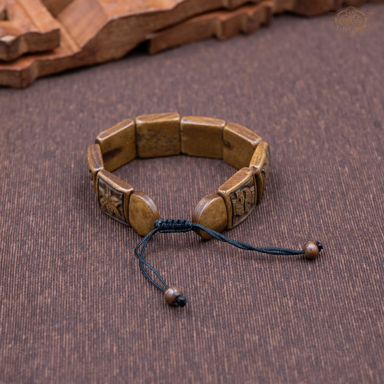 Eight Auspicious Symbols Yak Bone Amulet Bracelet
