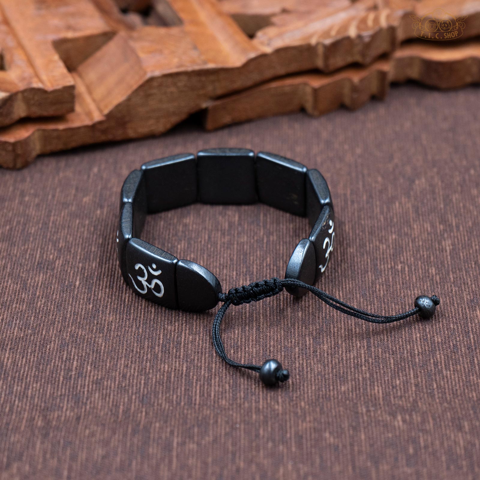 Om Symbol Yak Bone Amulet Bracelet