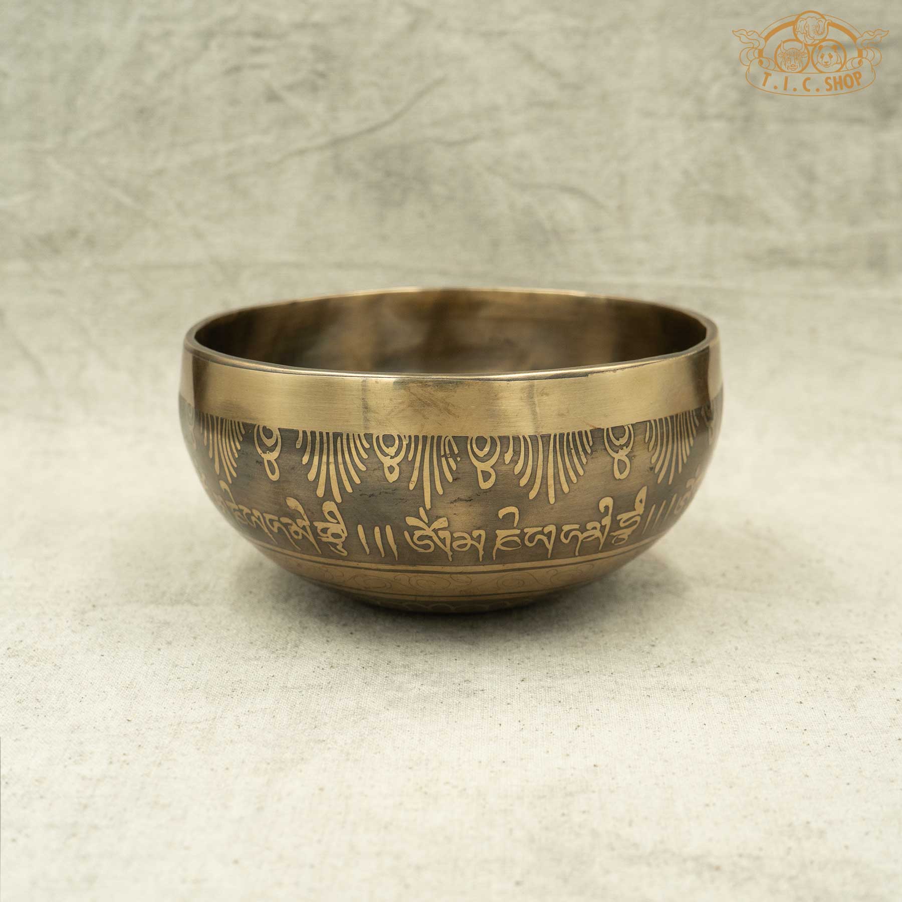 Side View of 7 Chakra Lotus Brass Singing Bowl 12.5cm