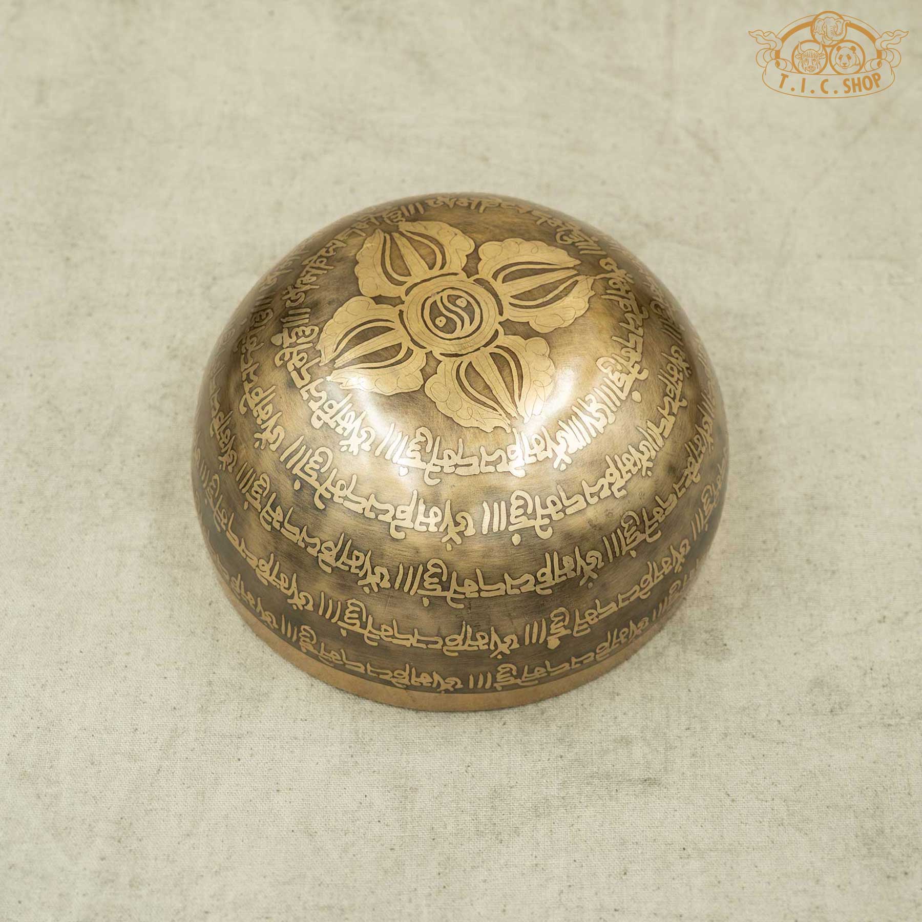Bottom View of 7 Chakra Lotus Brass Singing Bowl 15cm