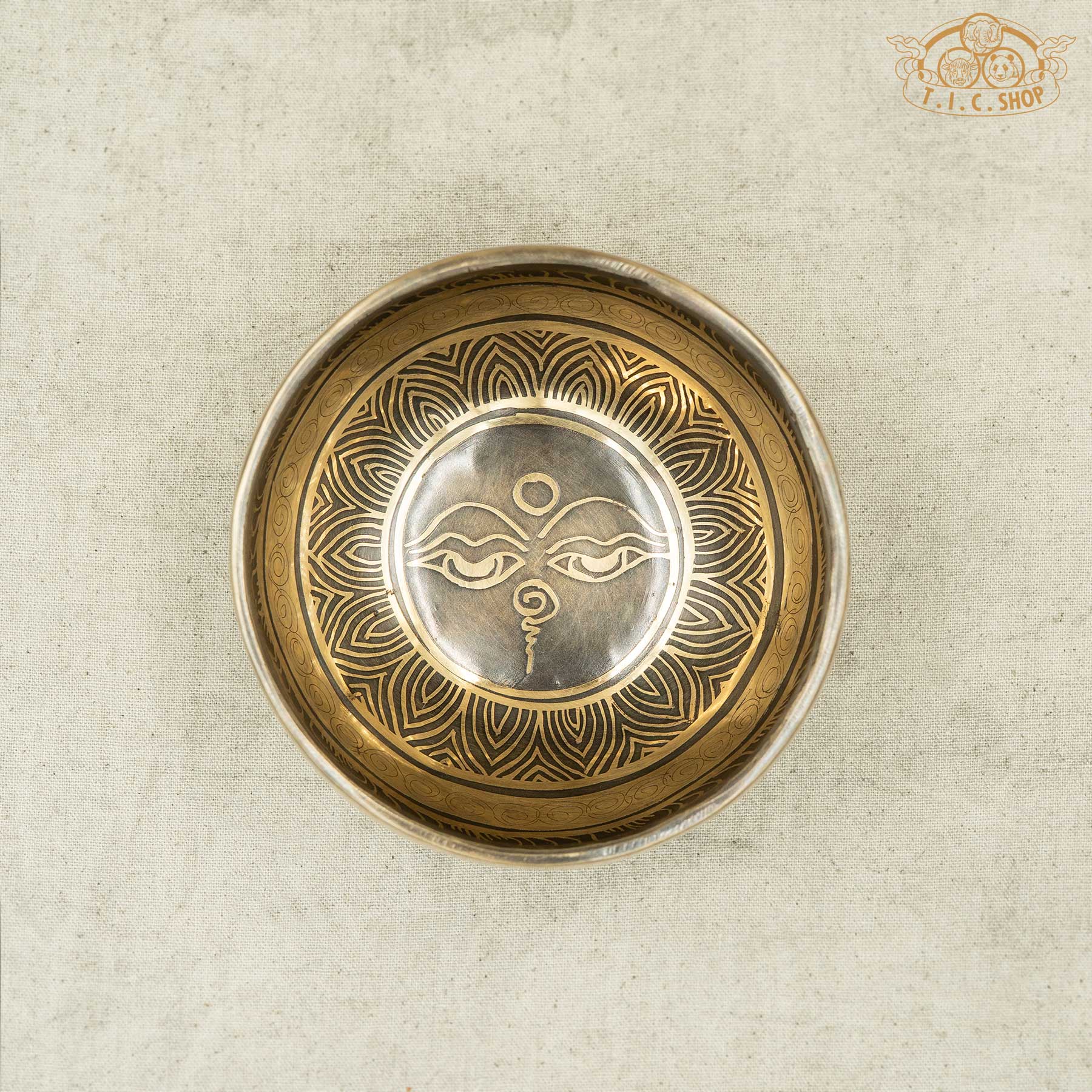 Top View of Buddha Eyes Brass Singing Bowl 11.5cm