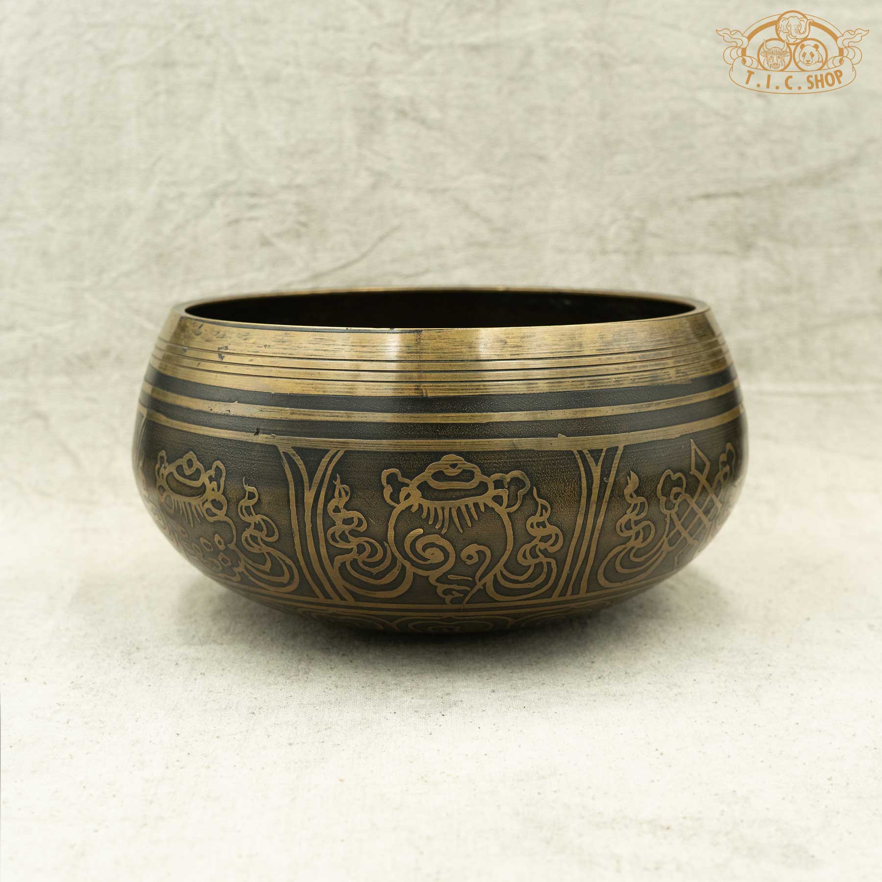 Side View of Conch Shell Symbol Brass Singing Bowl 16cm