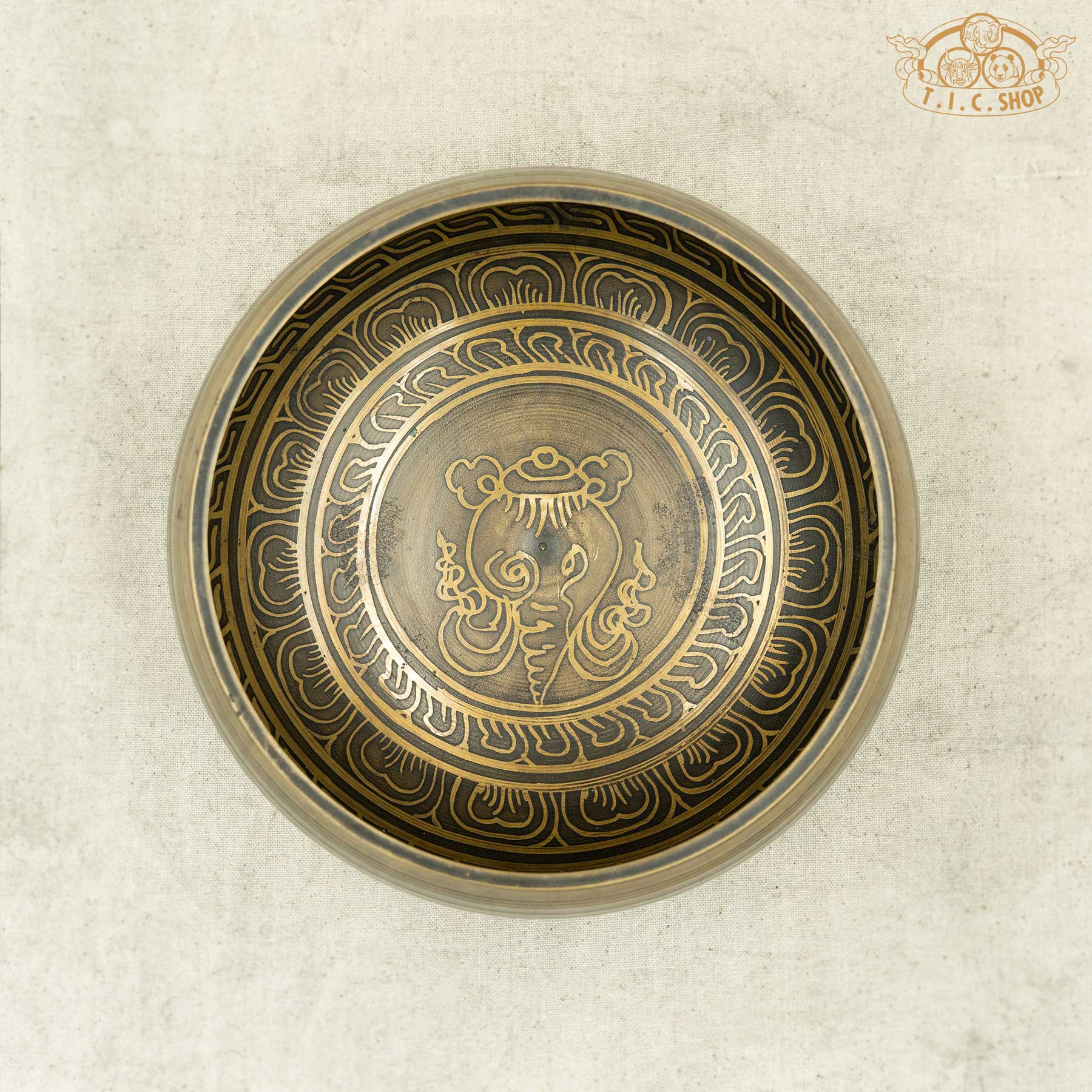Top View of Conch Shell Symbol Brass Singing Bowl 16cm