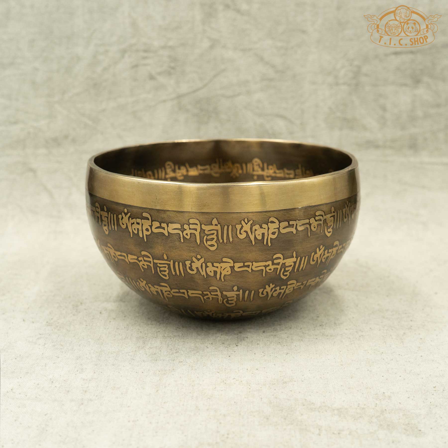 Side View of Crown Chakra Mandala Brass Singing Bowl 14cm