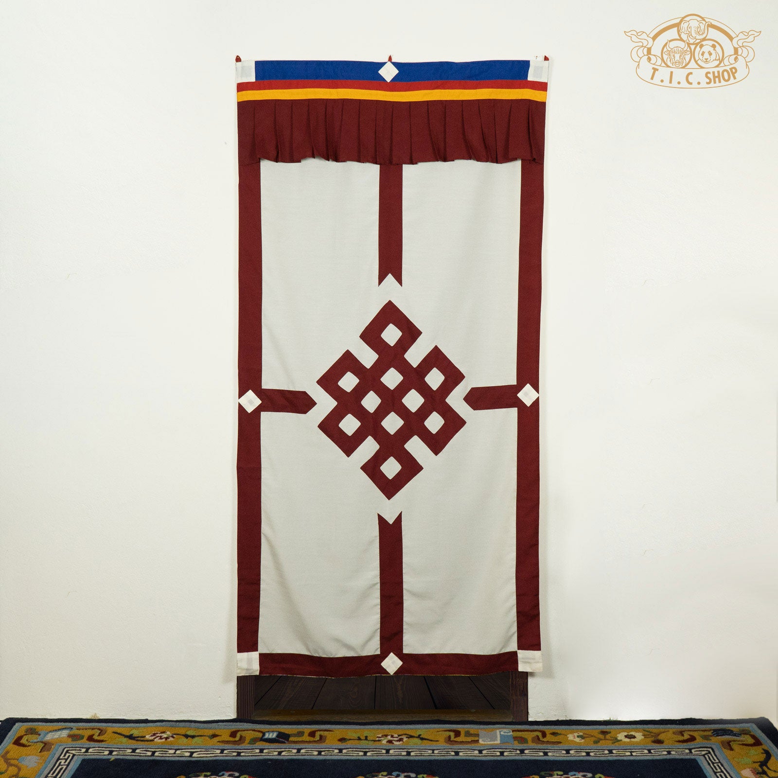 Handmade Patchwork Endless Knot Symbol Door Curtain
