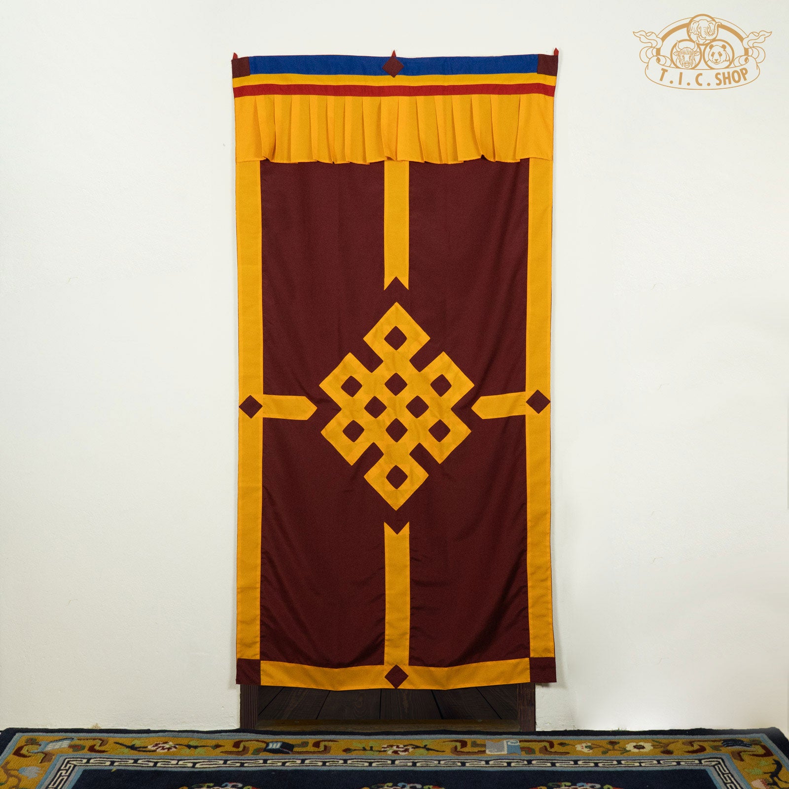 Handmade Patchwork Endless Knot Symbol Door Curtain