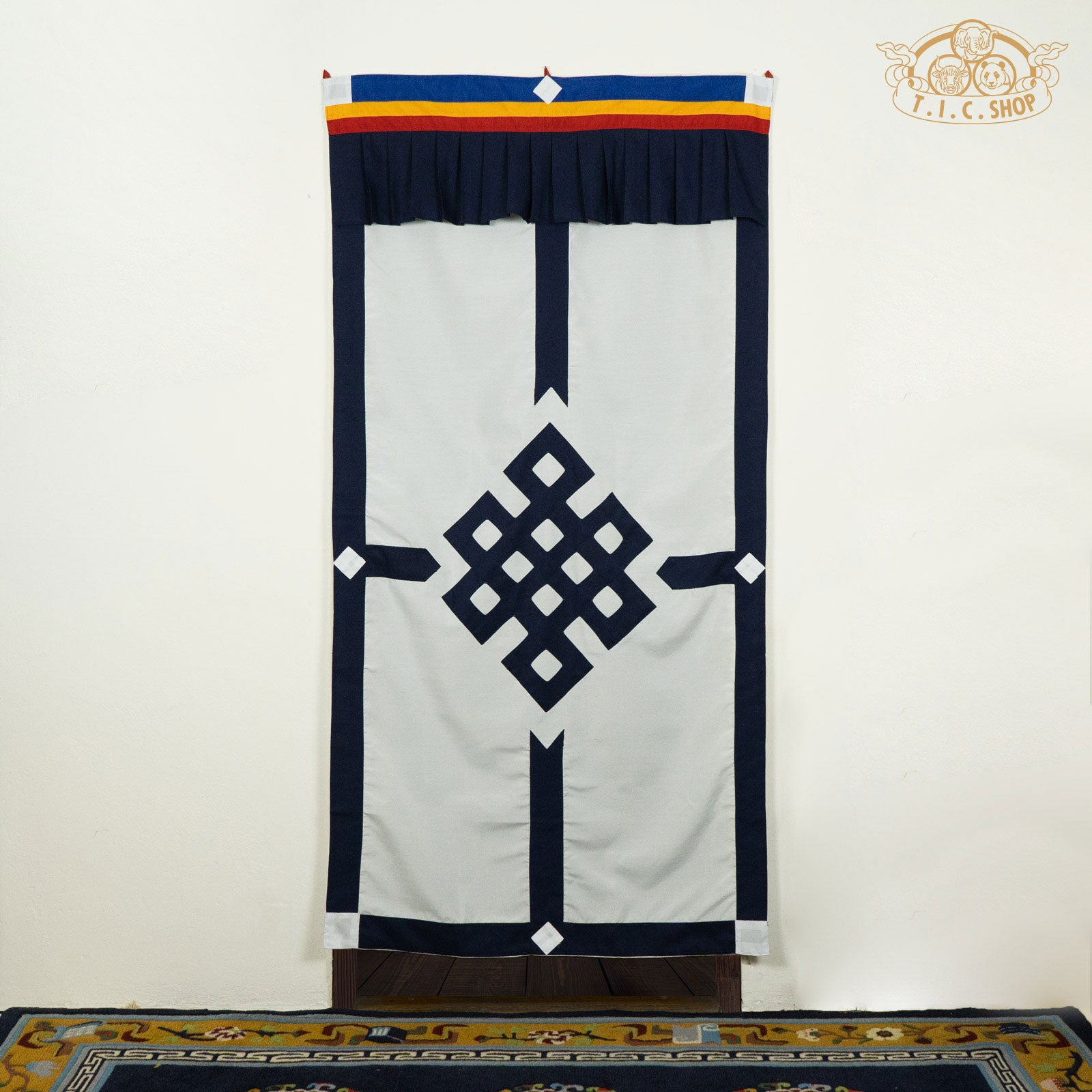 Handmade Patchwork Endless Knot Symbol Door Curtain