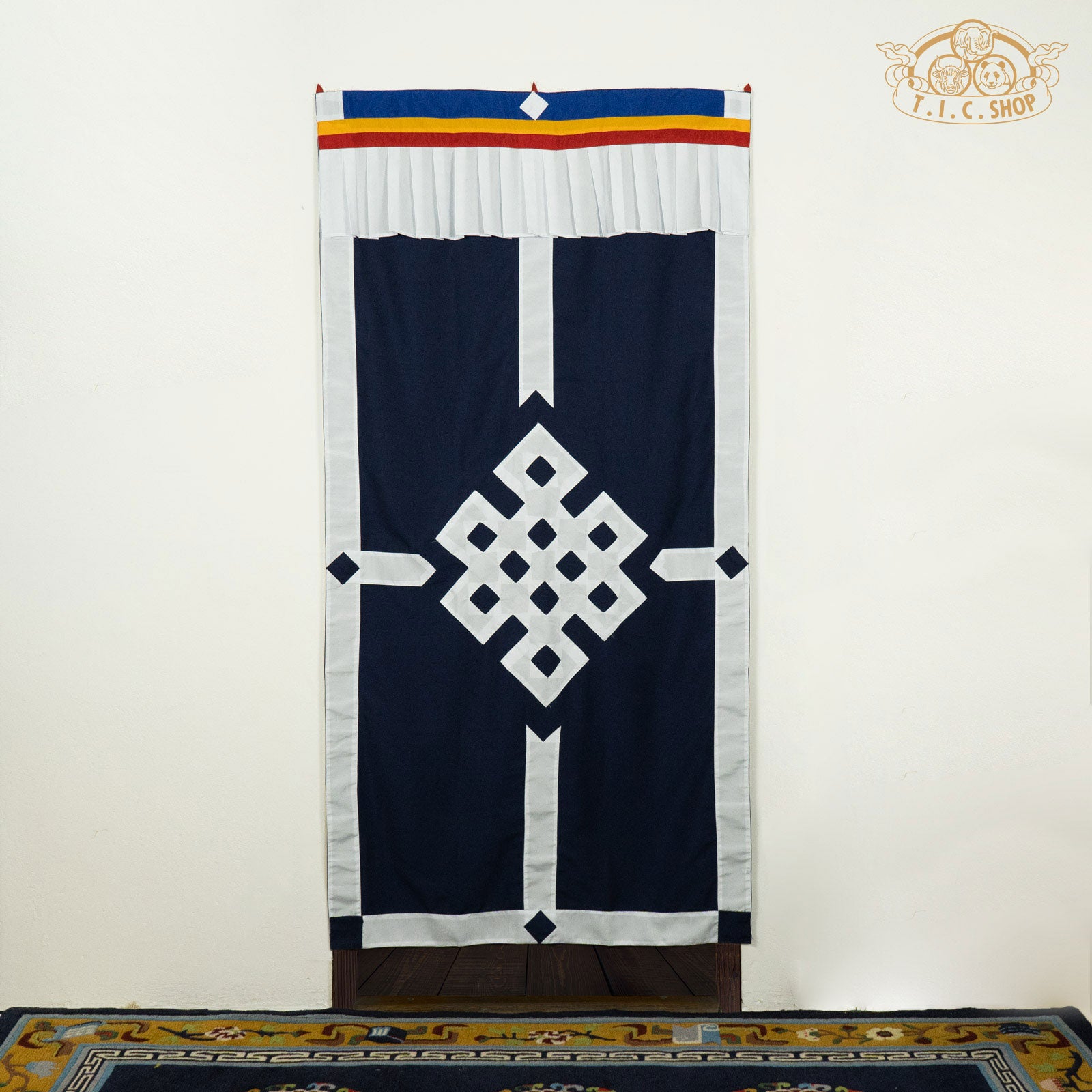 Handmade Patchwork Endless Knot Symbol Door Curtain