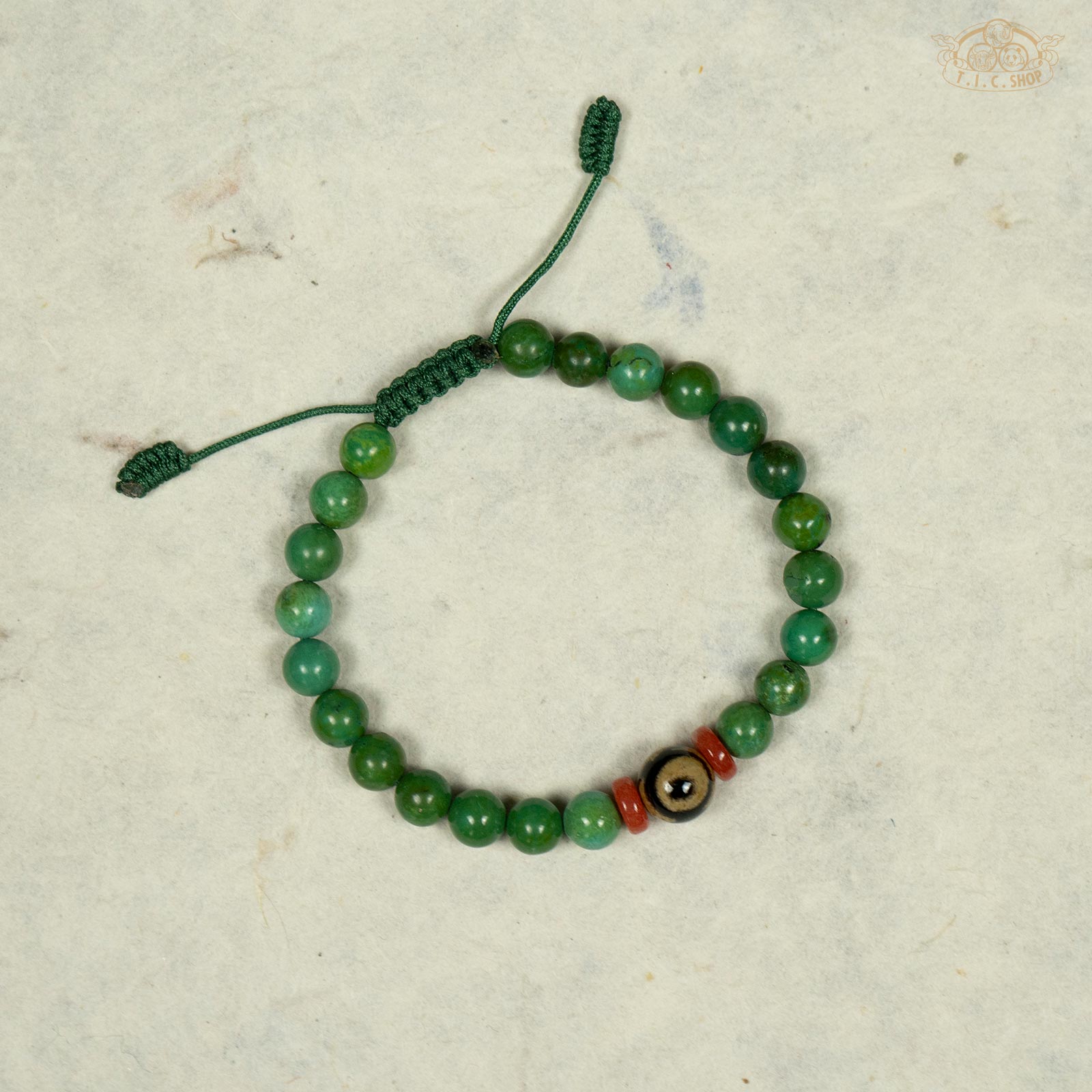 Dzi Bead Enhanced Turquoise 6mm Beads Bracelet