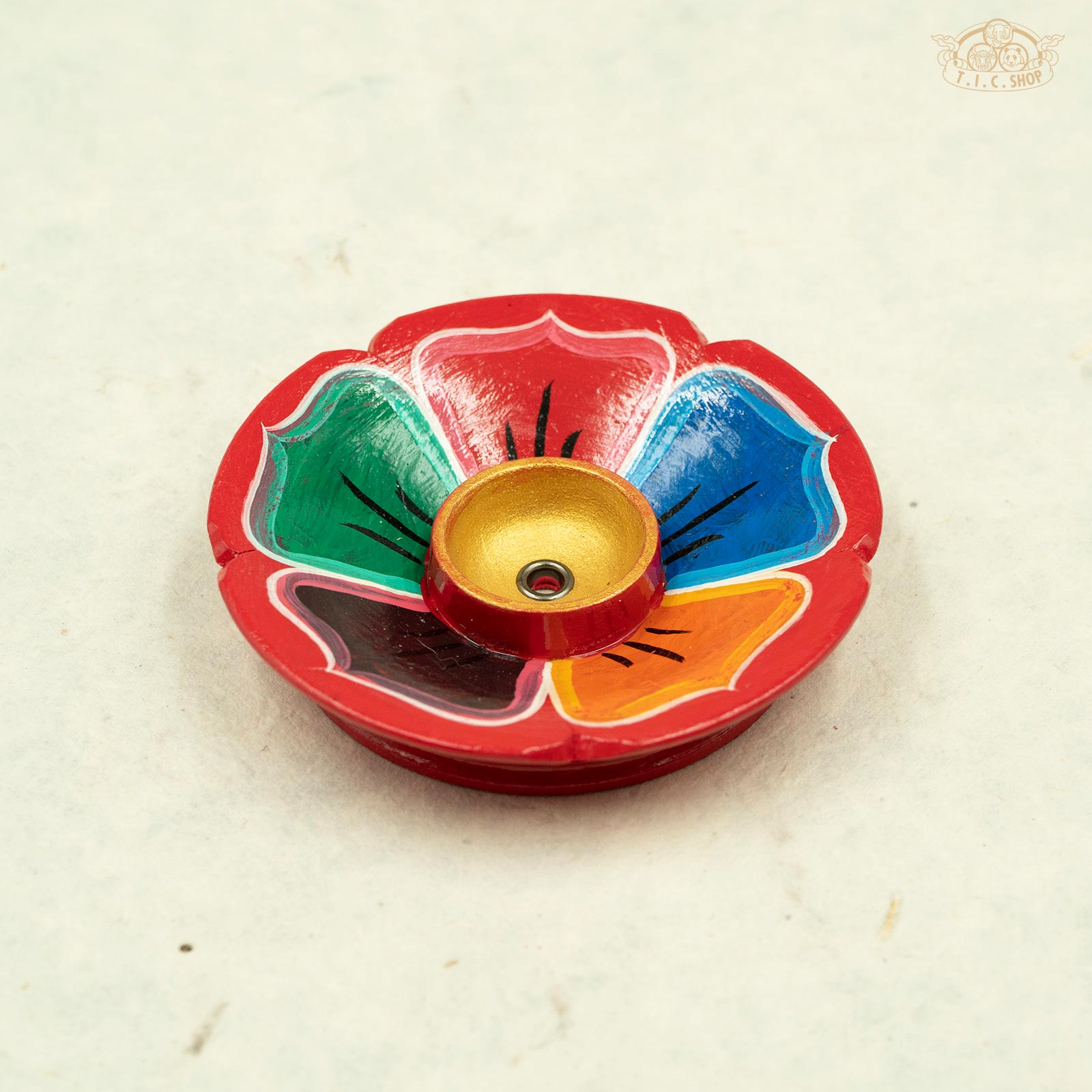 Lotus Flower Hand-painted Wooden Incense Holder