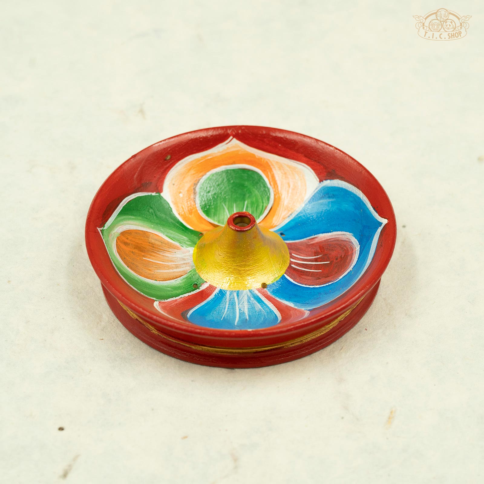 Lotus Flower Hand-painted Wooden Incense Holder