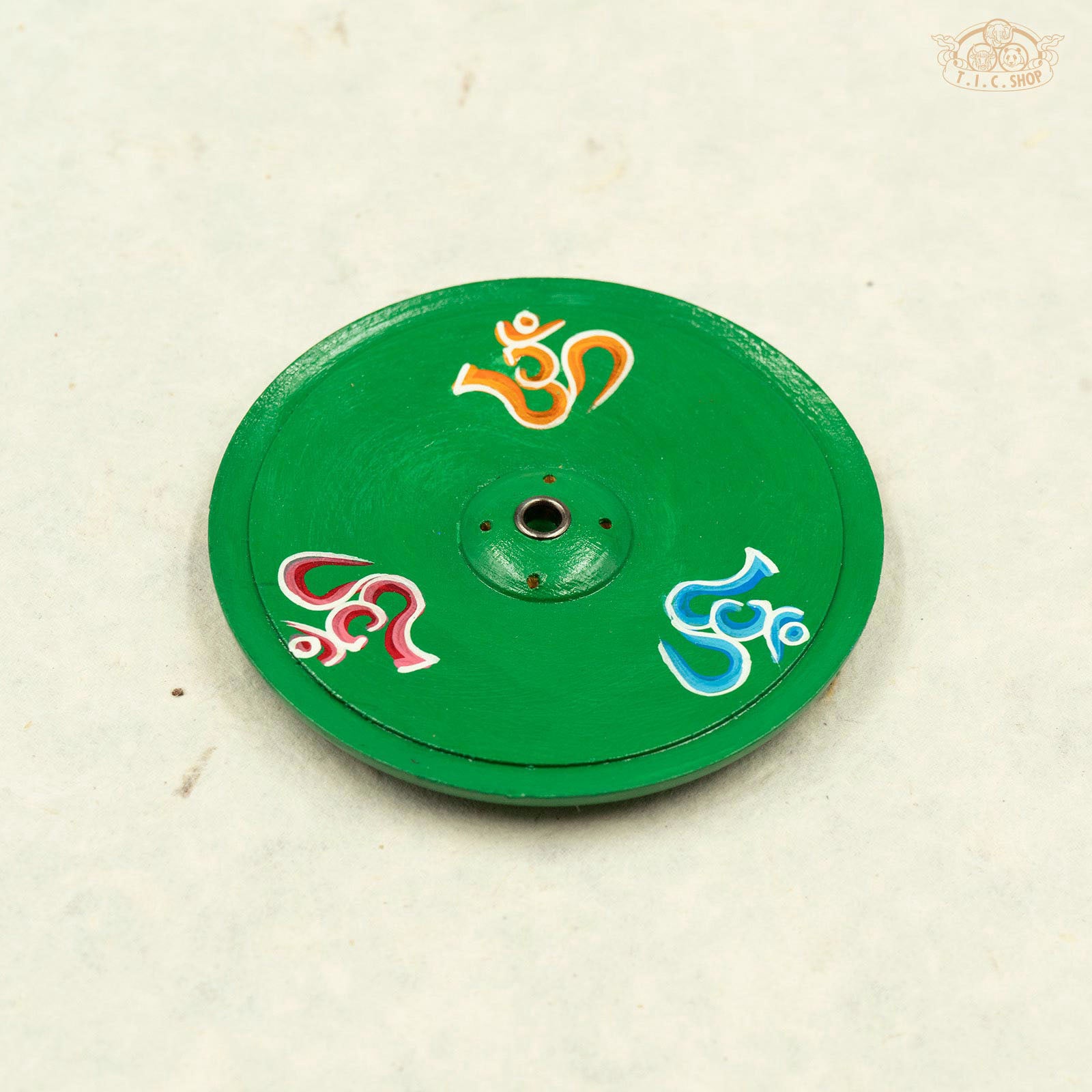 OM Symbols Hand-painted Wooden Plate Incense Holder