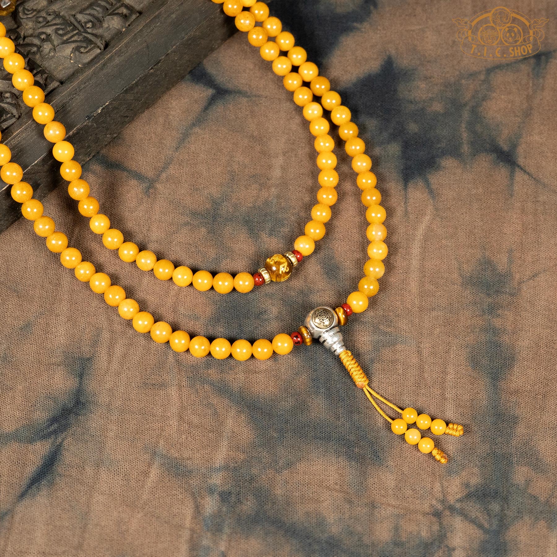 Yellow Chalcedony 6mm 108-Bead Traditional Prayer Mala