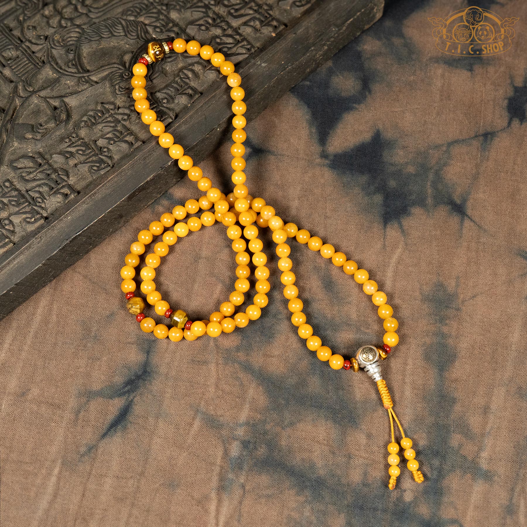 Yellow Chalcedony 6mm 108-Bead Traditional Prayer Mala