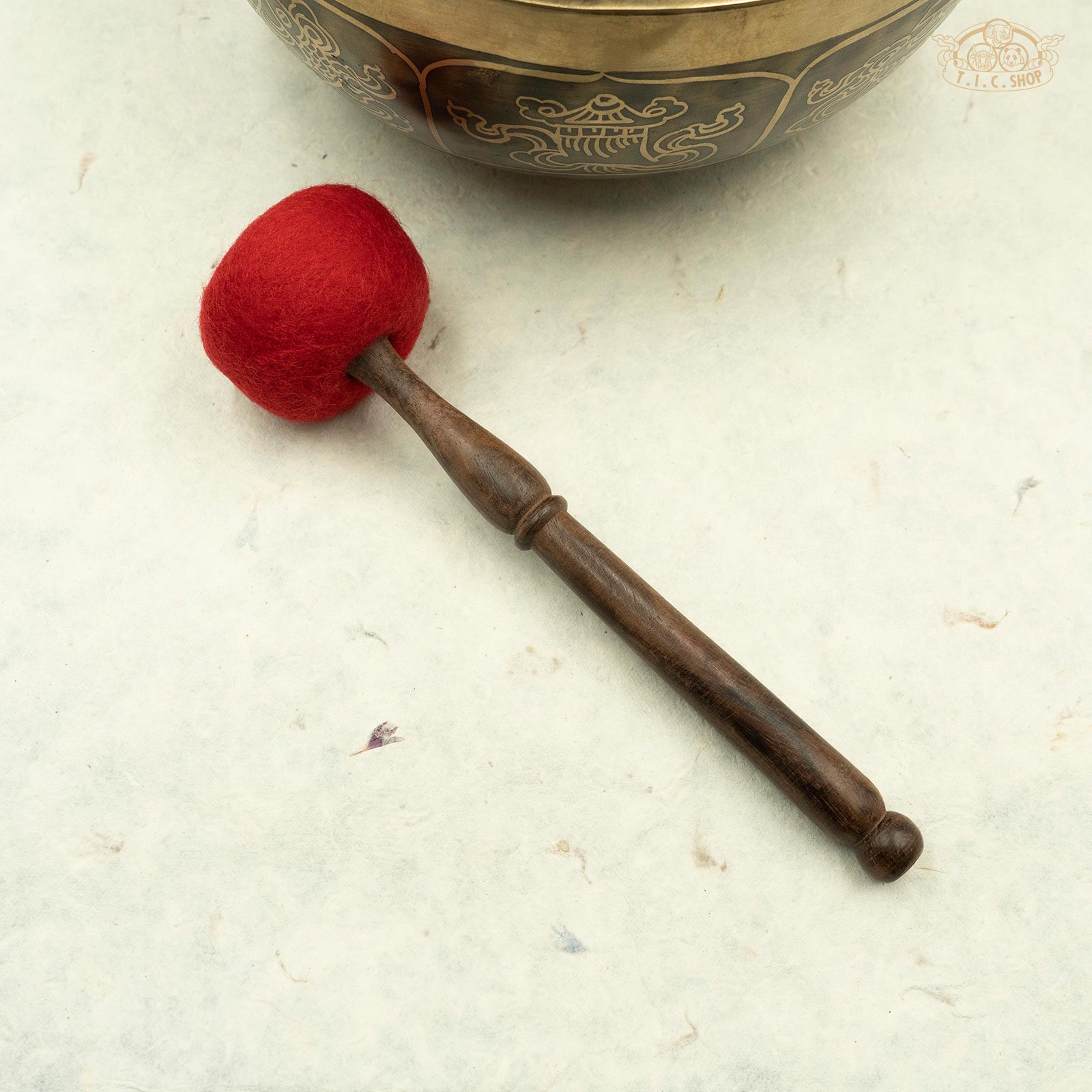 Wooden Striker Mallet with Wool for Singing Bowls