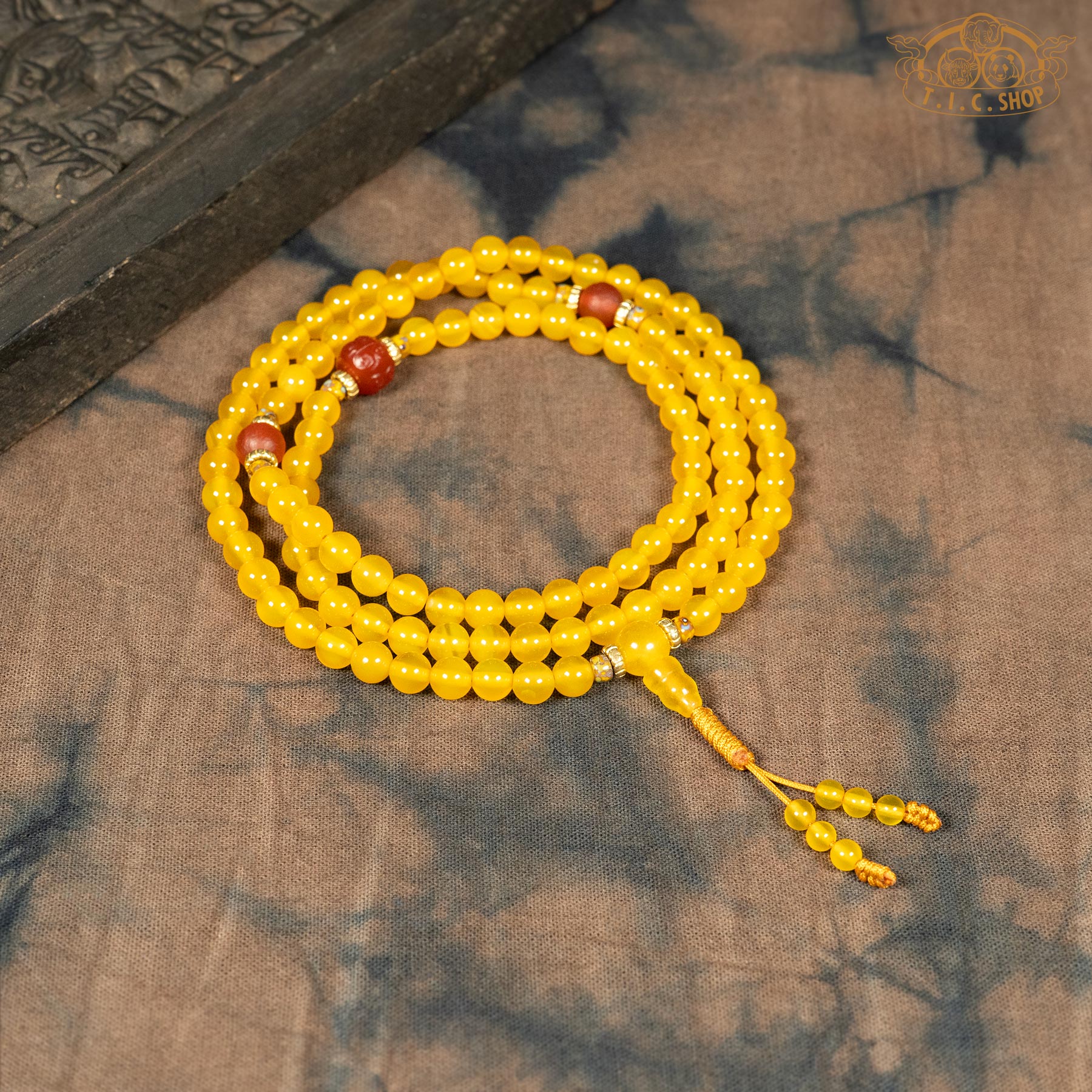 Yellow Agate 6mm 108-Bead Traditional Prayer Mala