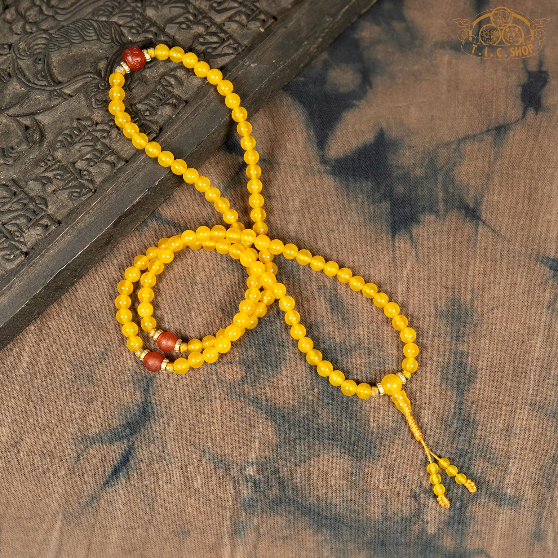 Yellow Agate 6mm 108-Bead Traditional Prayer Mala