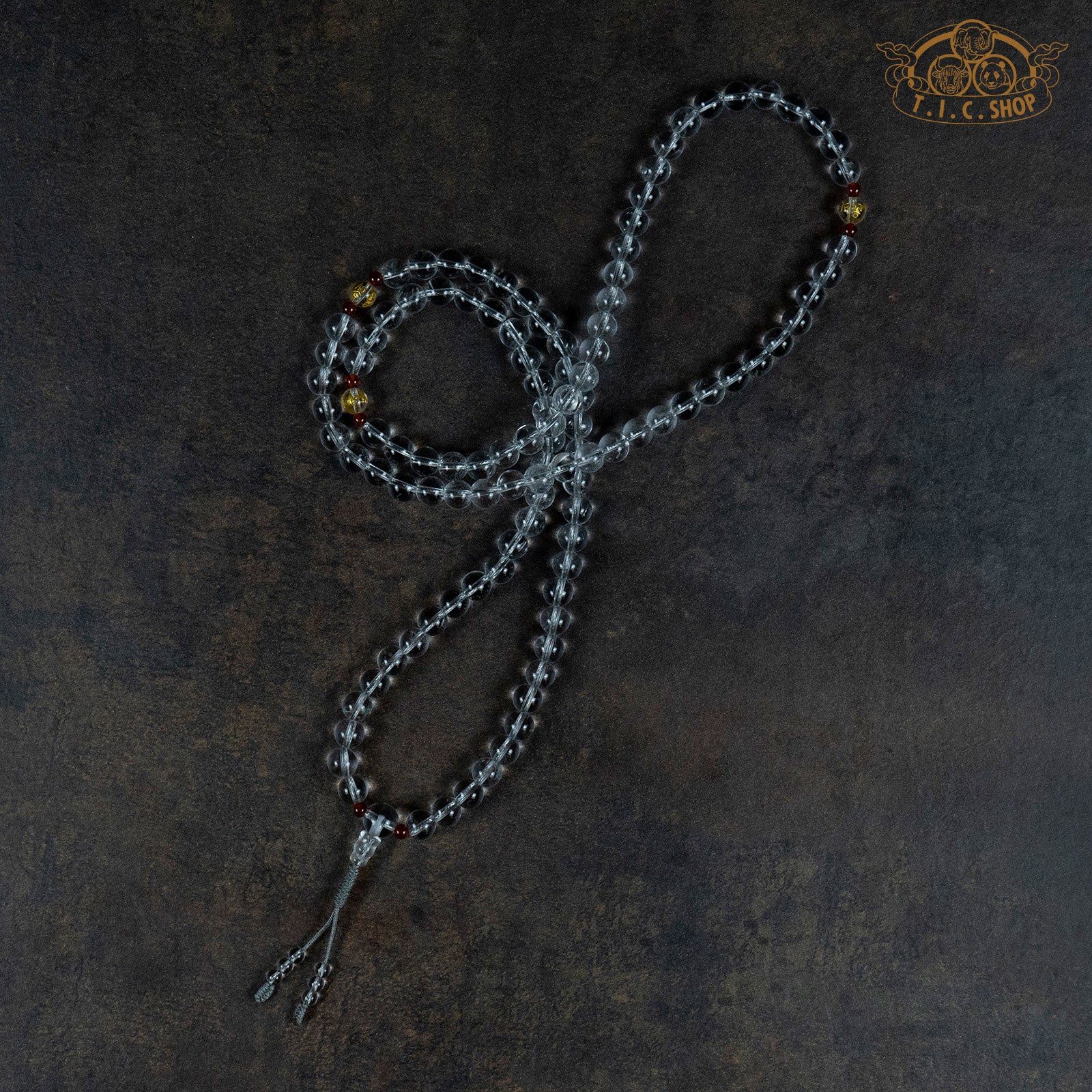 Clear Quartz 8mm 108-Bead Traditional Prayer Mala
