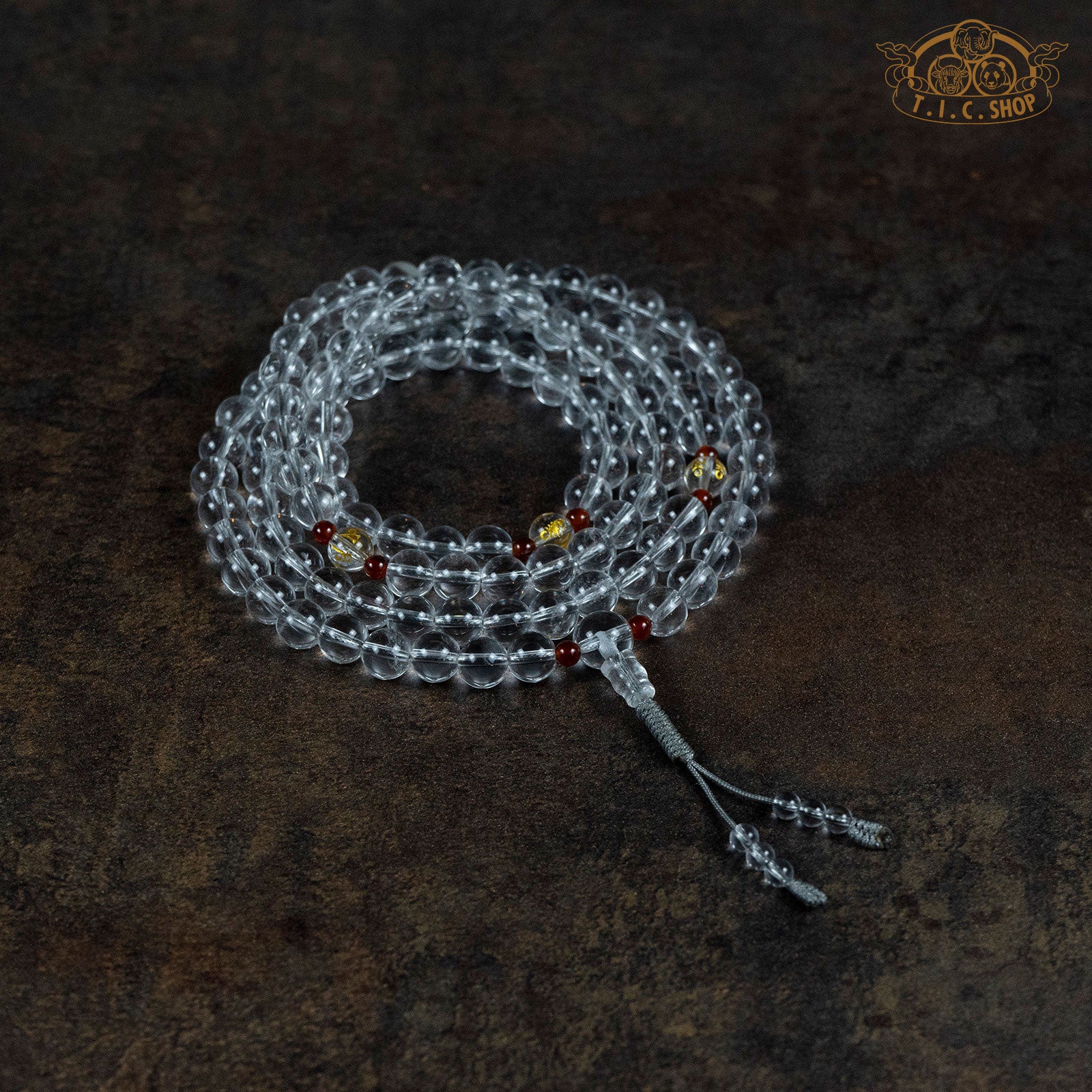 Clear Quartz 8mm 108-Bead Traditional Prayer Mala