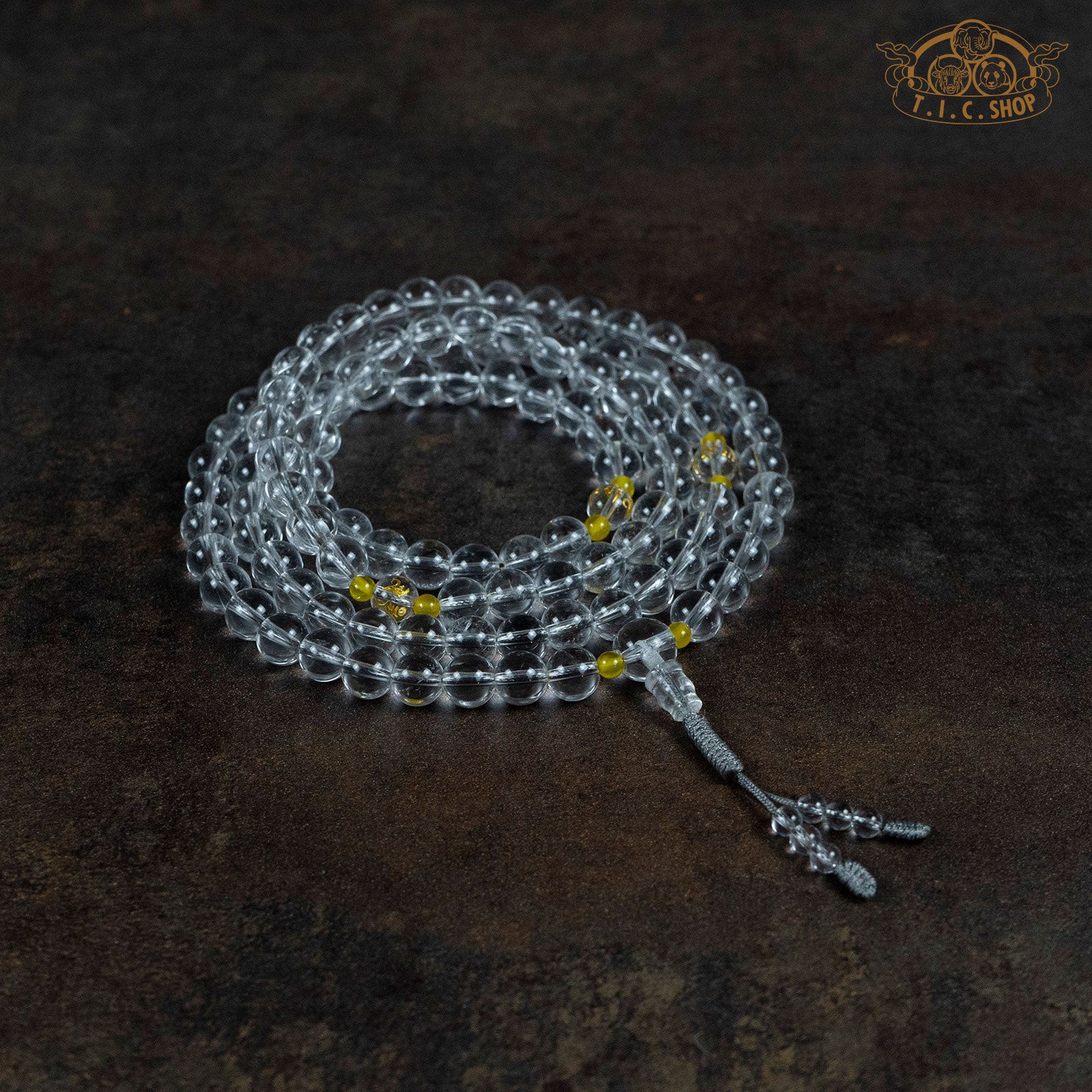 Clear Quartz 8mm 108-Bead Traditional Prayer Mala