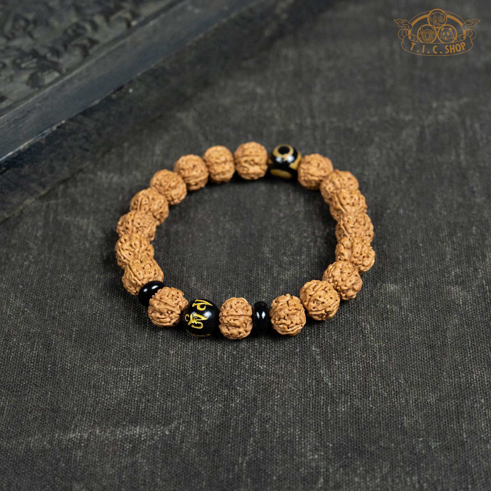 Dzi Bead Rudraksha 10mm Beads Bracelet