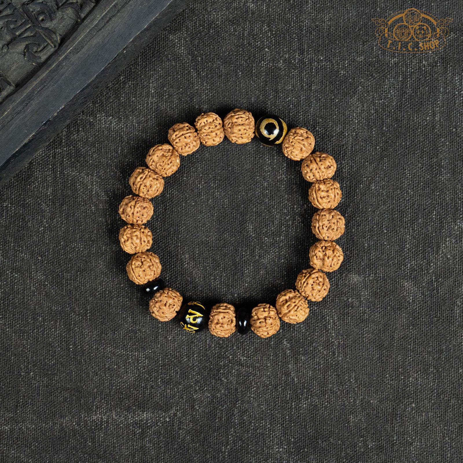 Dzi Bead Rudraksha 10mm Beads Bracelet