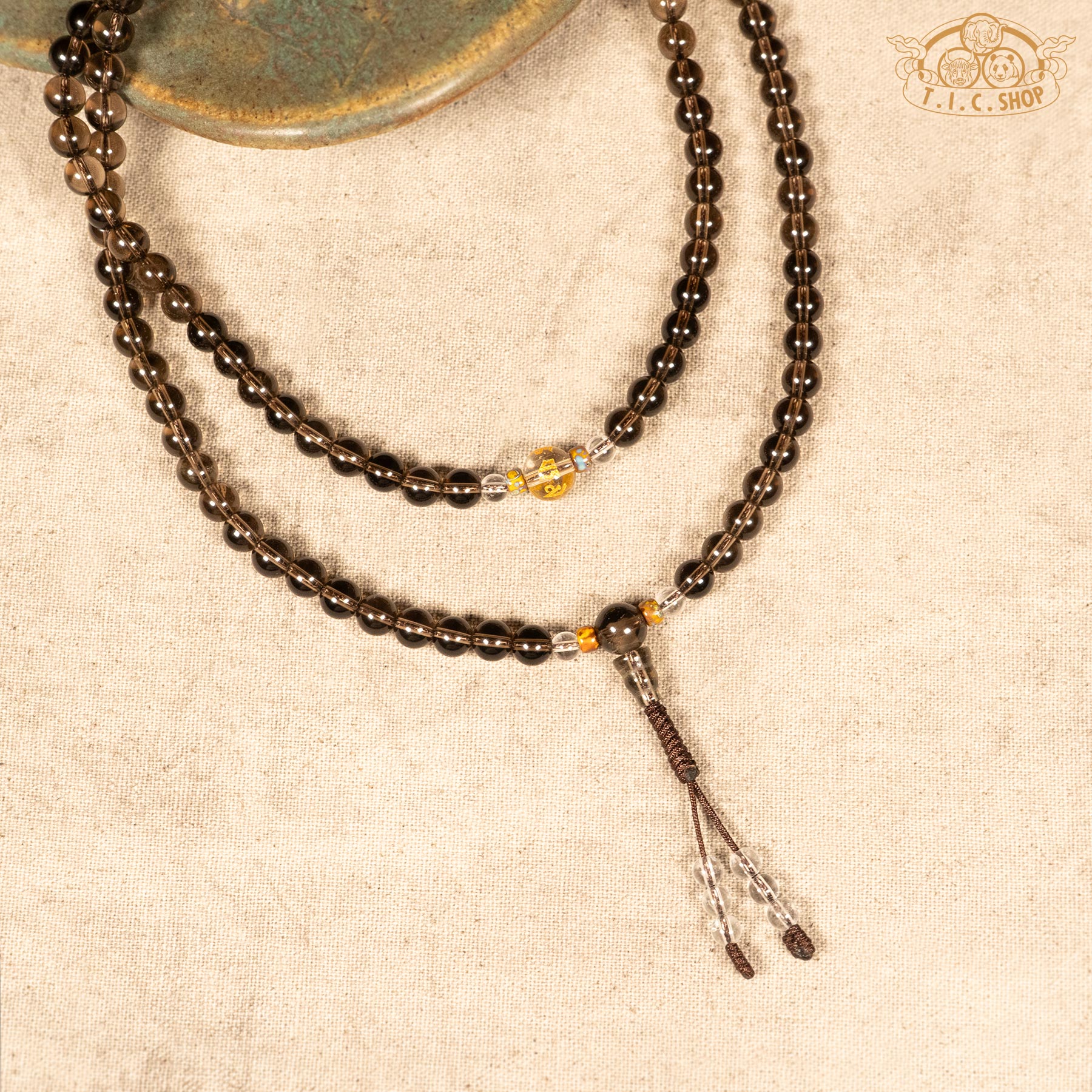 Smoky Quartz 6mm 108-Bead Traditional Prayer Mala