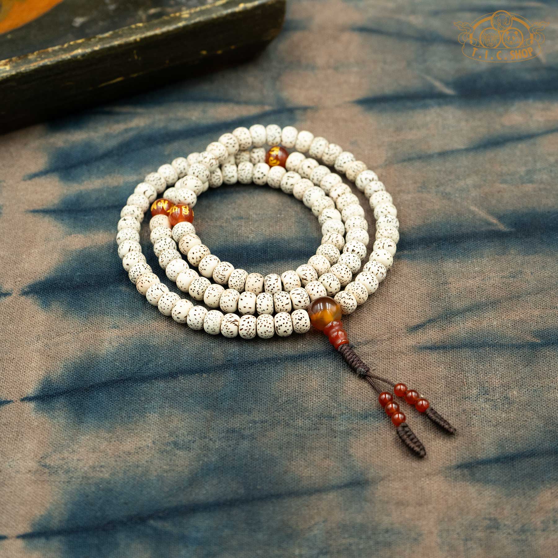 Moon and Stars Bodhi Seed 6mm 108-Bead Traditional Prayer Mala