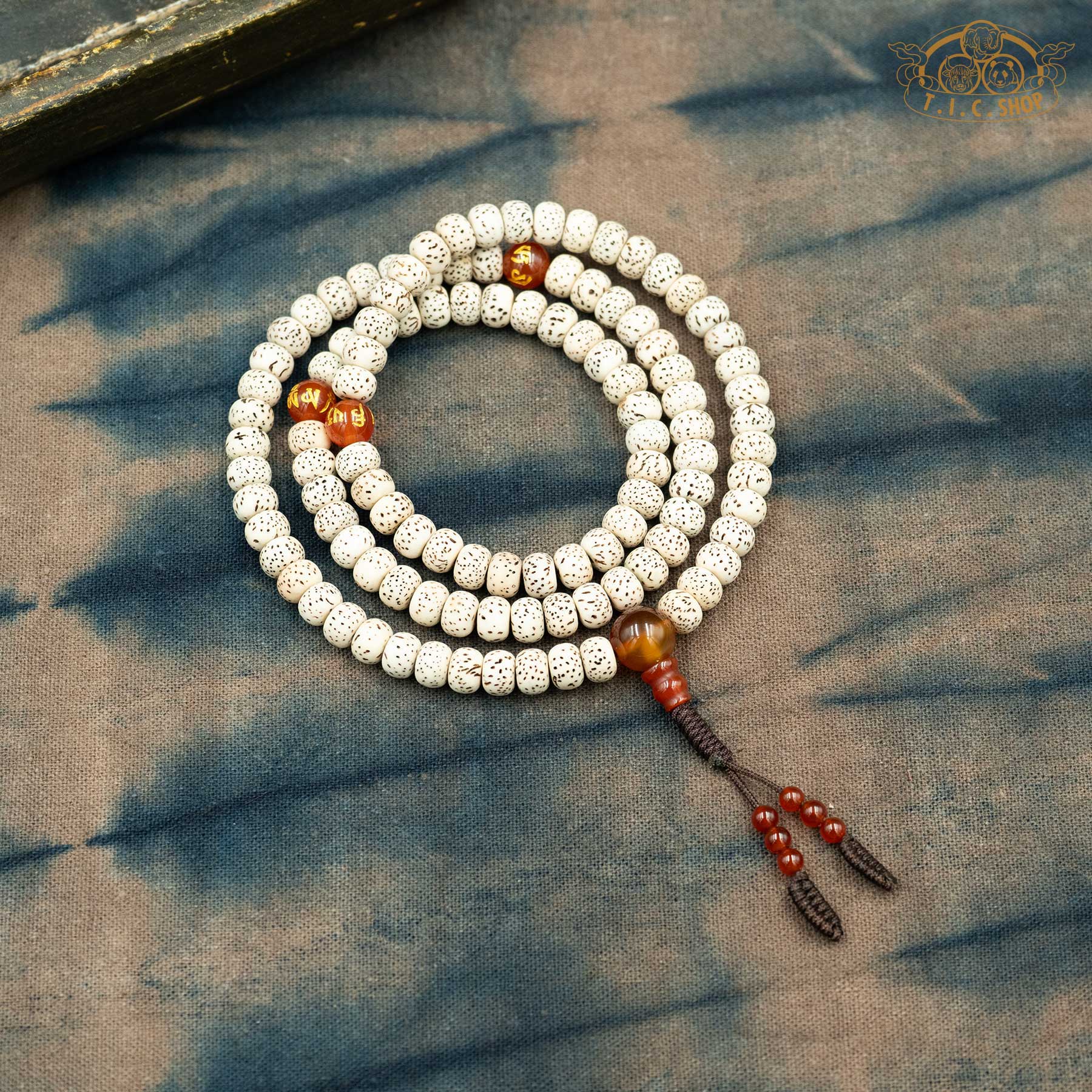 Moon and Stars Bodhi Seed 6mm 108-Bead Traditional Prayer Mala