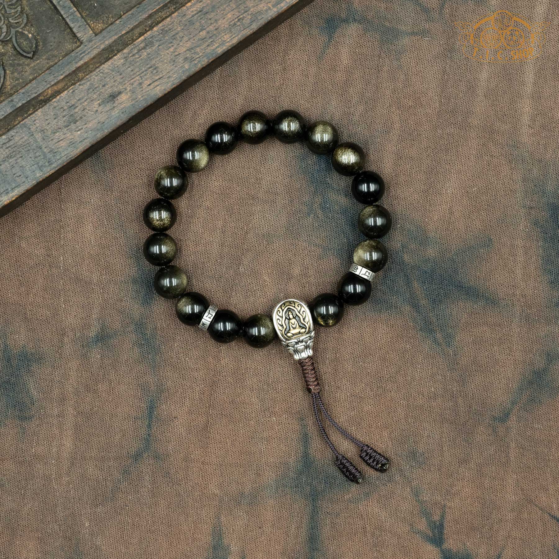 Golden Sheen Obsidian 10mm Beads Wrist Mala