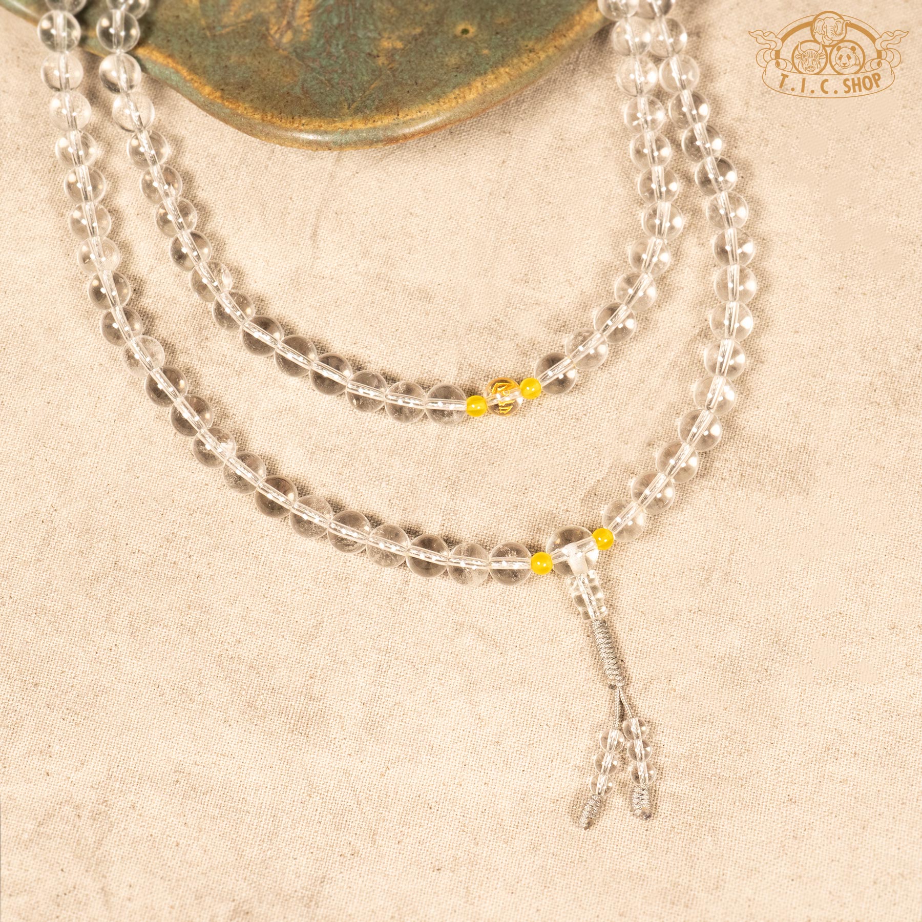 Clear Quartz 8mm 108-Bead Traditional Prayer Mala