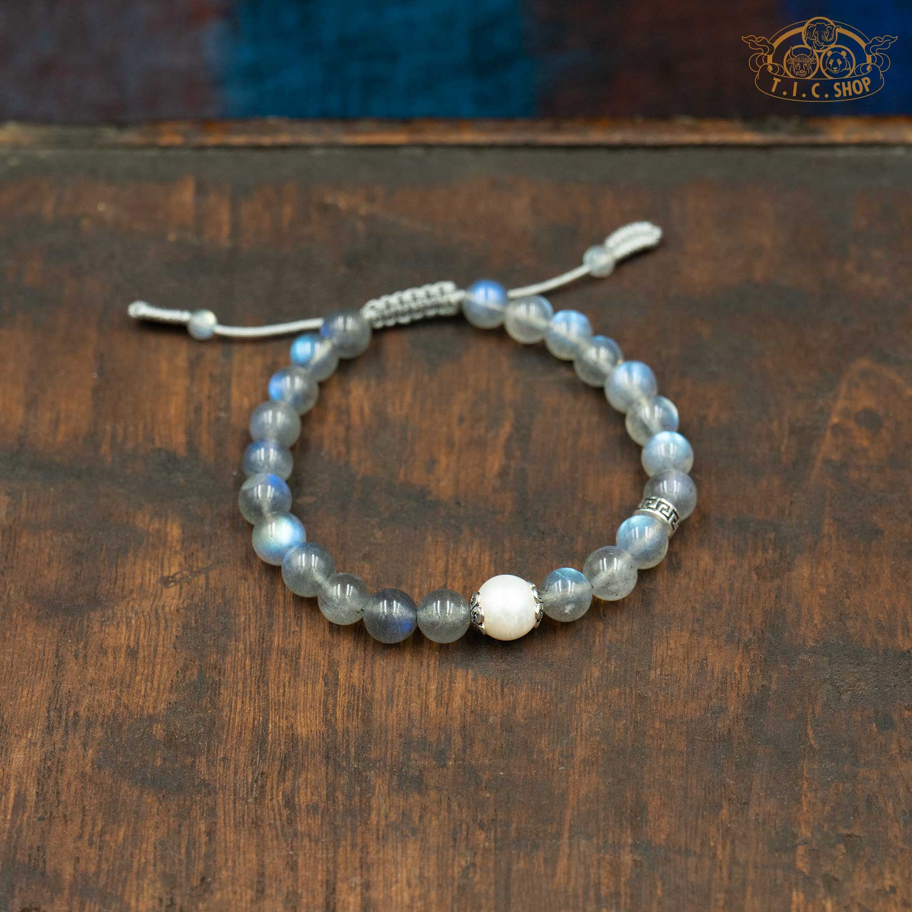 Silver Moonlight Grey Moonstone 7mm Beads Bracelet