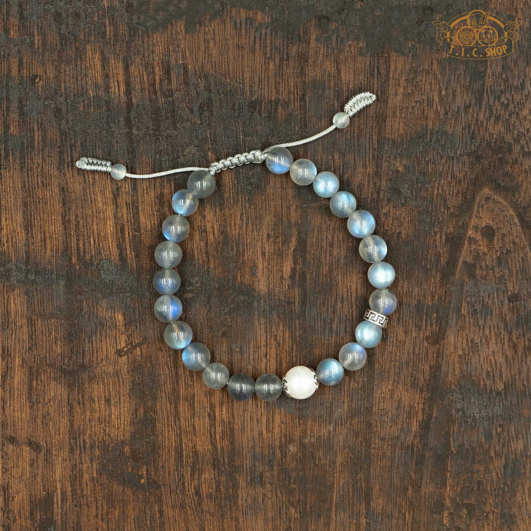 Silver Moonlight Grey Moonstone 7mm Beads Bracelet