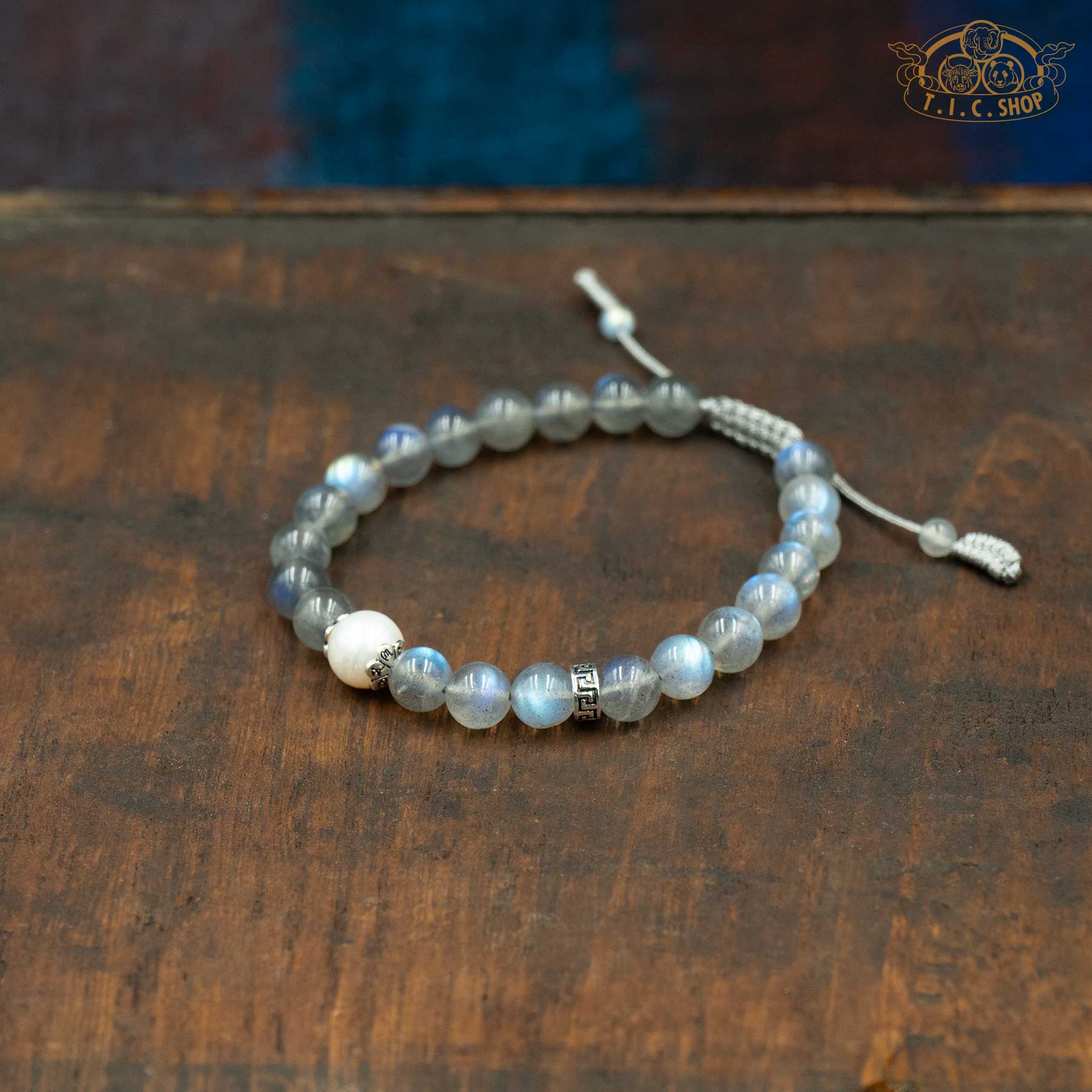 Silver Moonlight Grey Moonstone 7mm Beads Bracelet