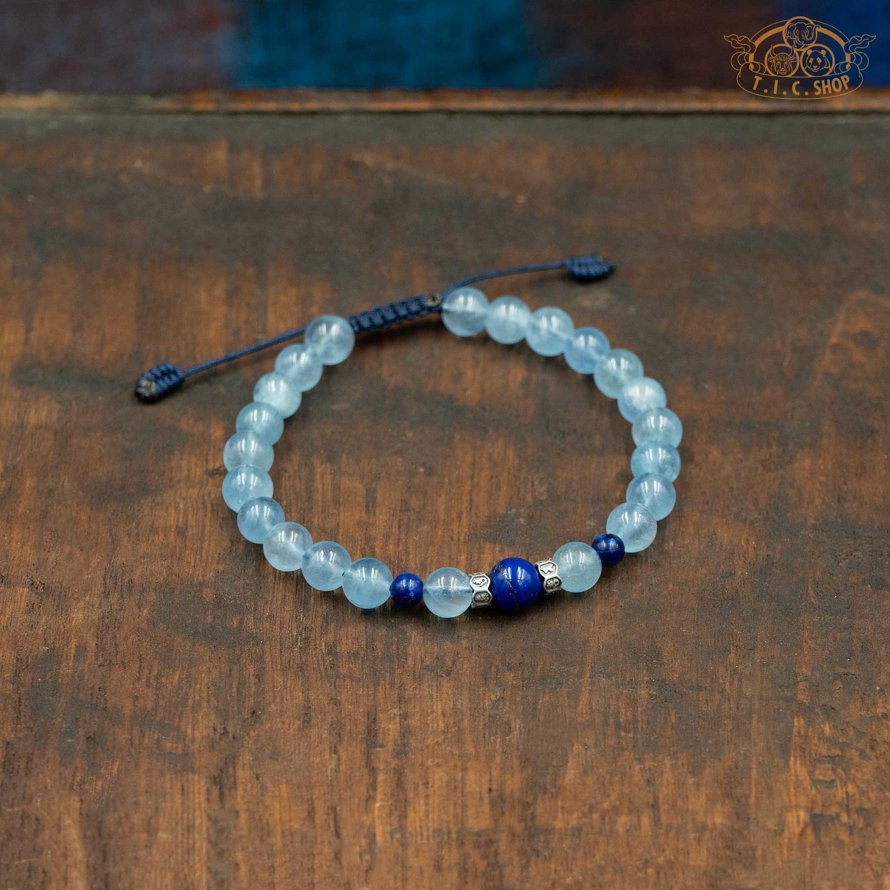 Aquamarine and Lapis Lazuli Beads Bracelet