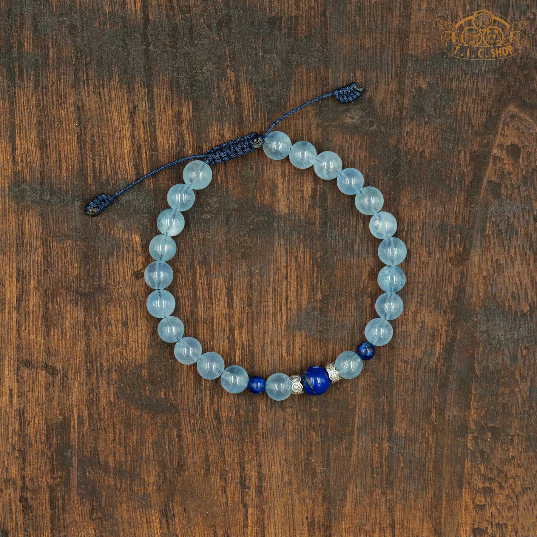 Aquamarine and Lapis Lazuli Beads Bracelet
