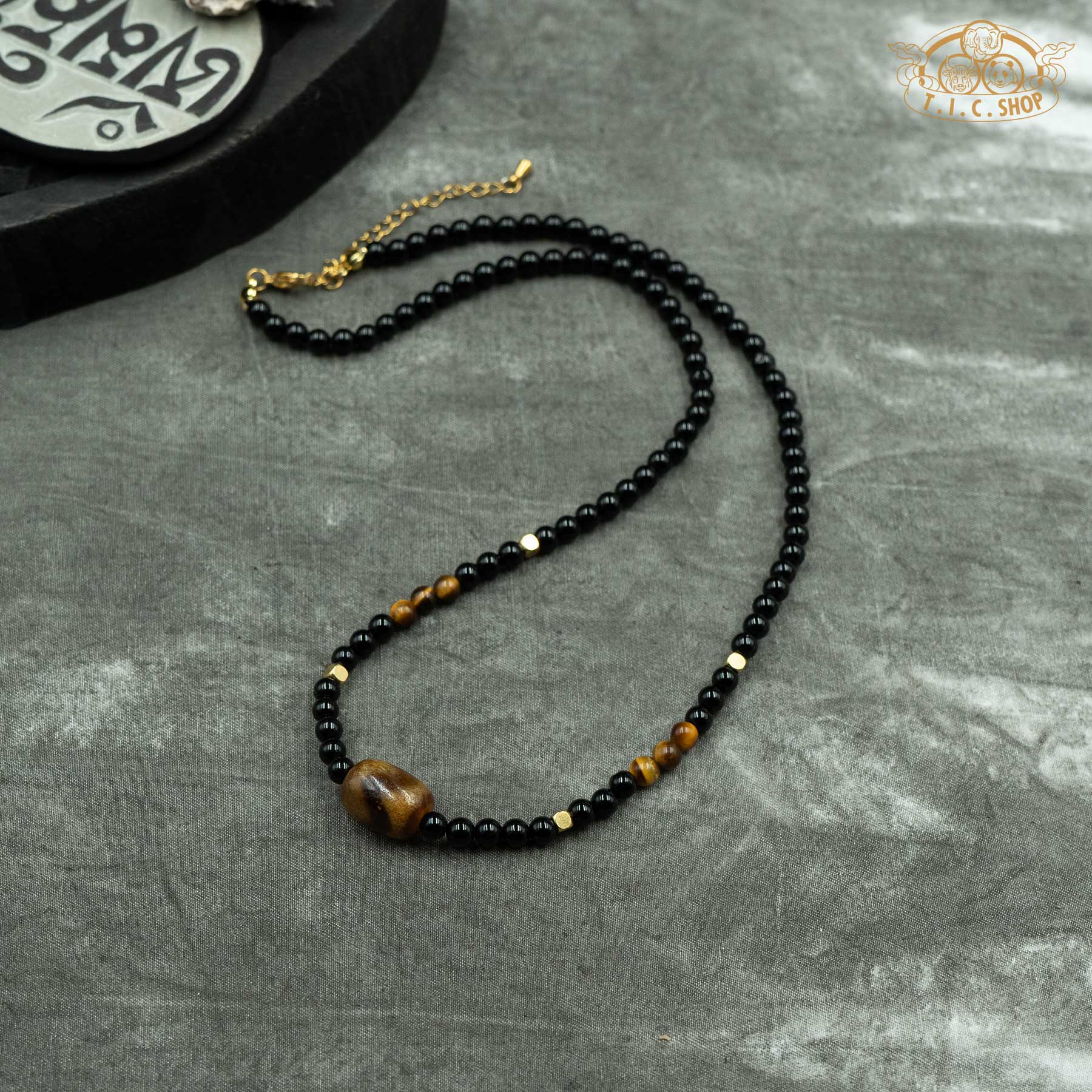 Dzi Bead Black Onyx Beaded Necklace