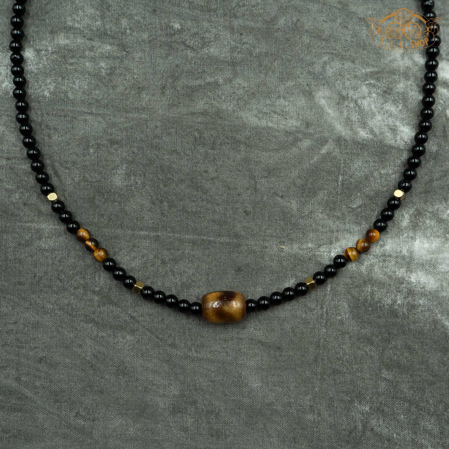 Dzi Bead Black Onyx Beaded Necklace