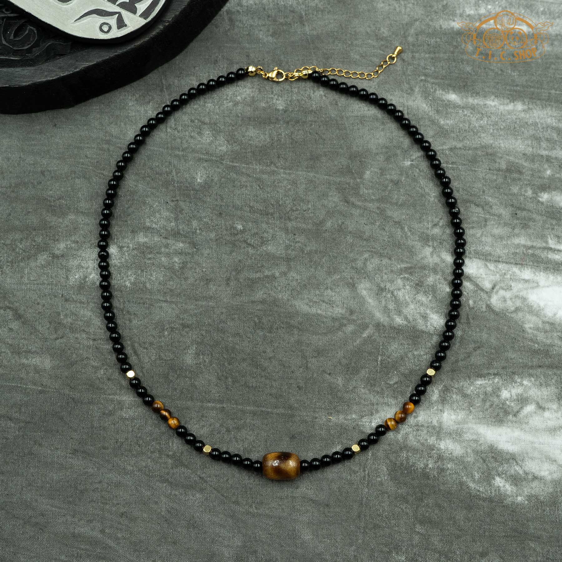 Dzi Bead Black Onyx Beaded Necklace