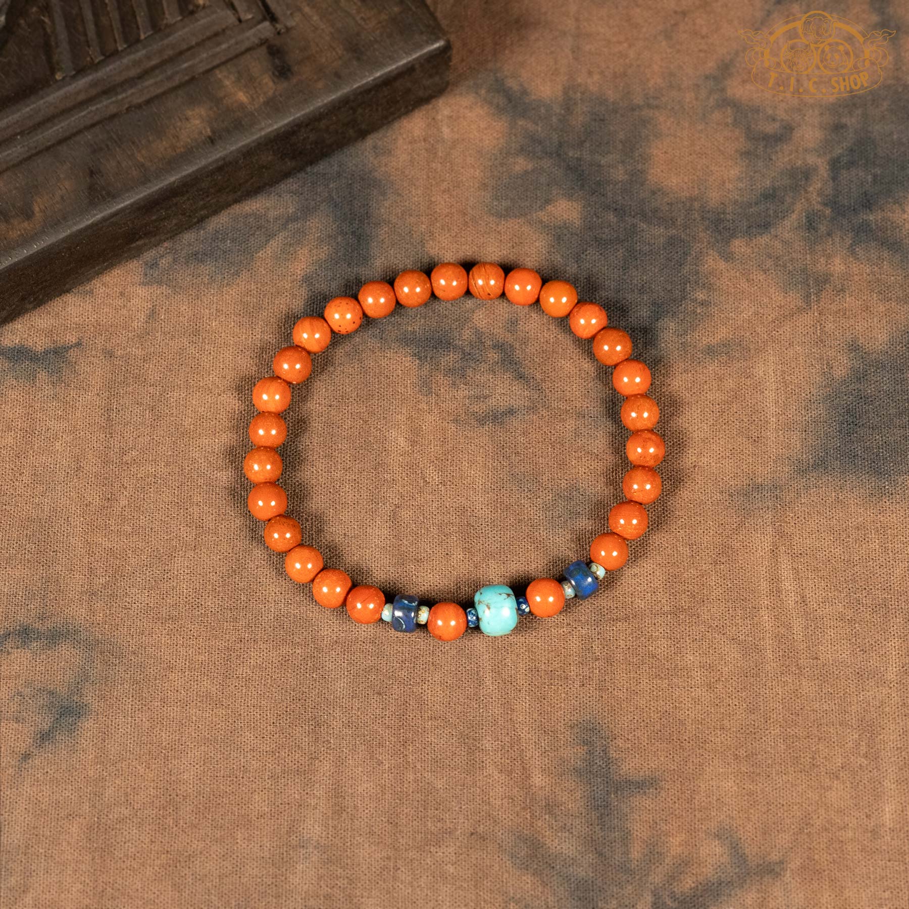 Red Jasper 6mm Bead Bracelet with Blue Magnesite
