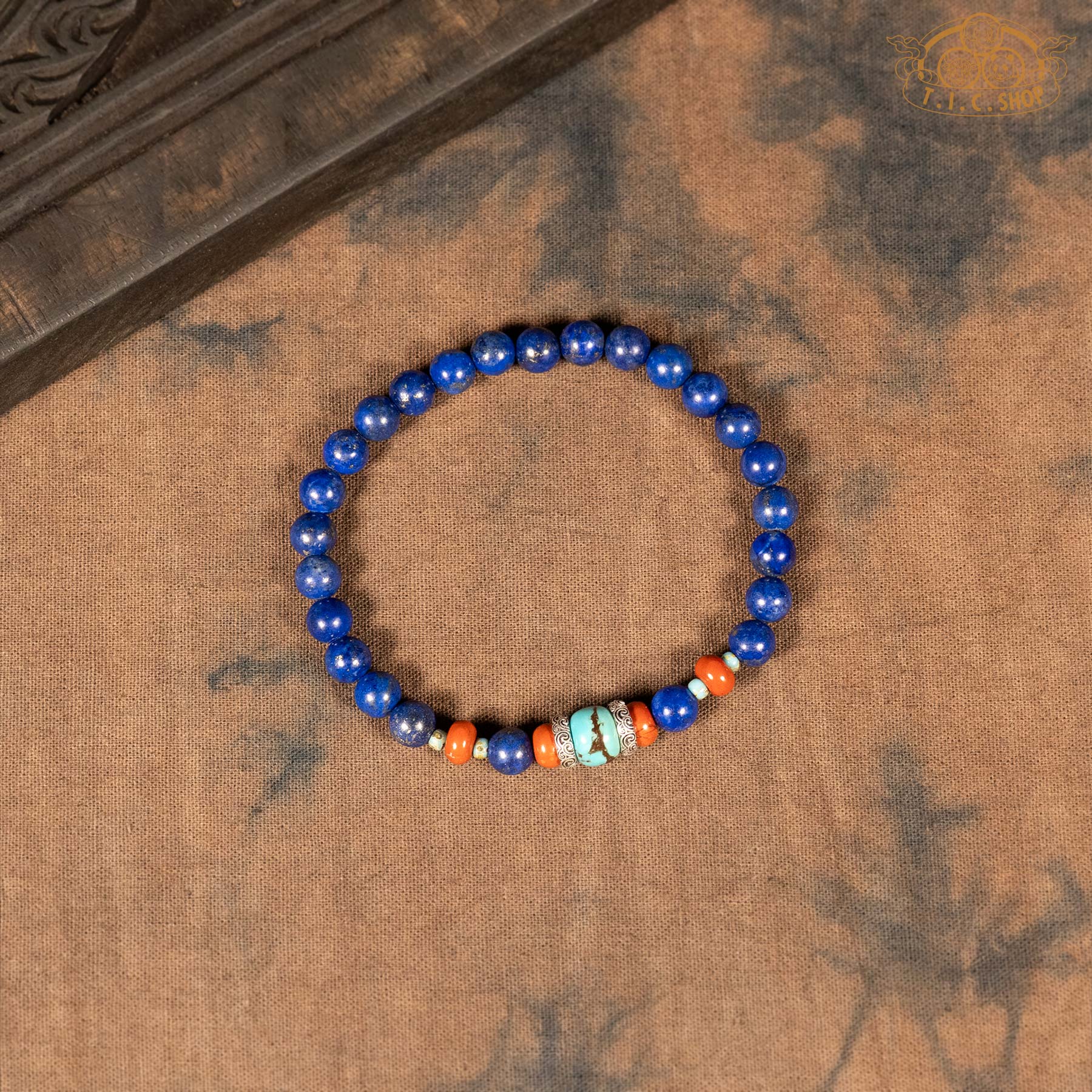 Lapis Lazuli 6mm Bead Bracelet with Blue Magnesite