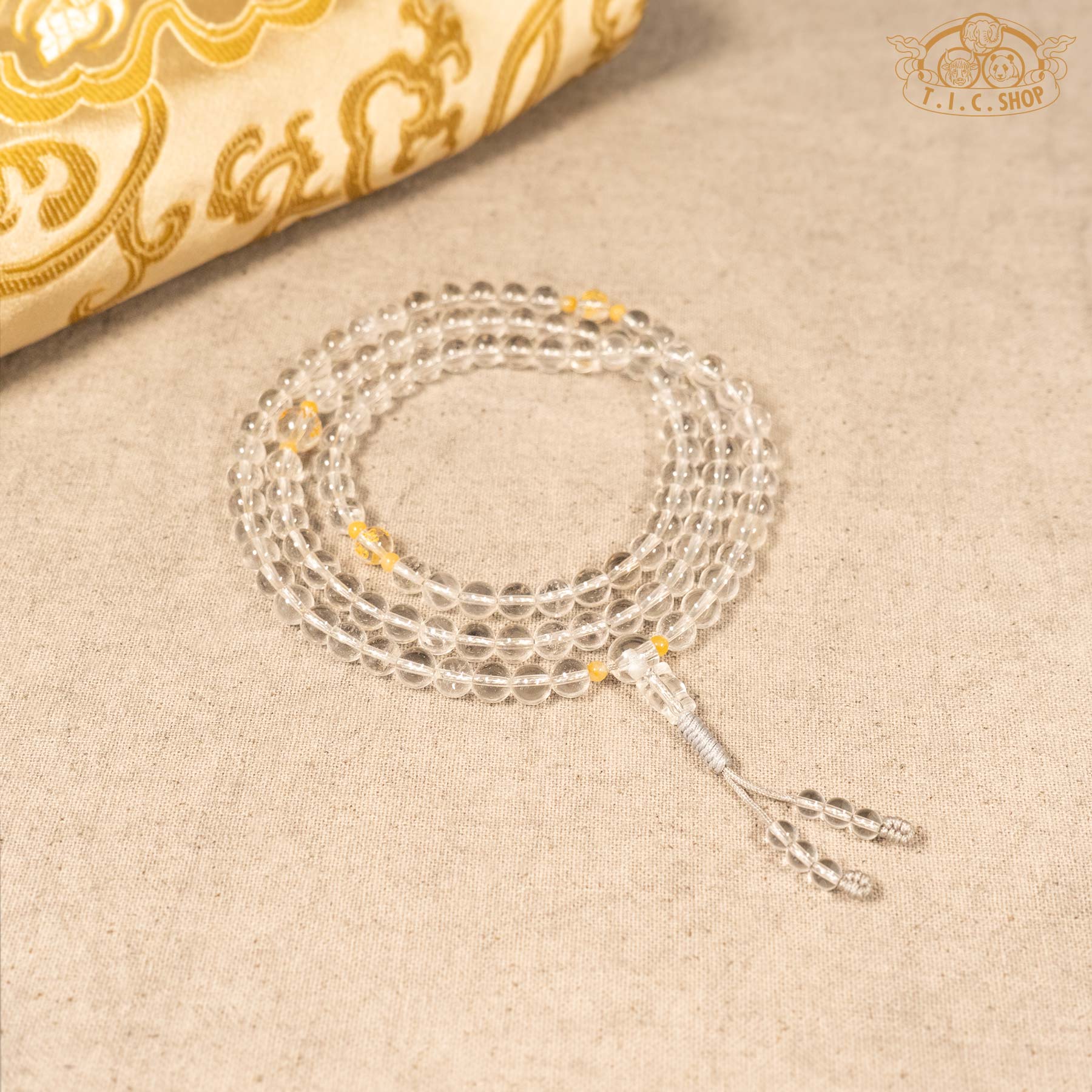 Clear Quartz 6mm 108-Bead Traditional Prayer Mala