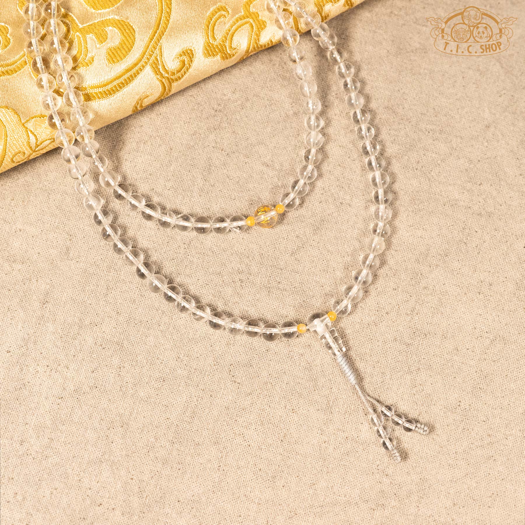 Clear Quartz 6mm 108-Bead Traditional Prayer Mala