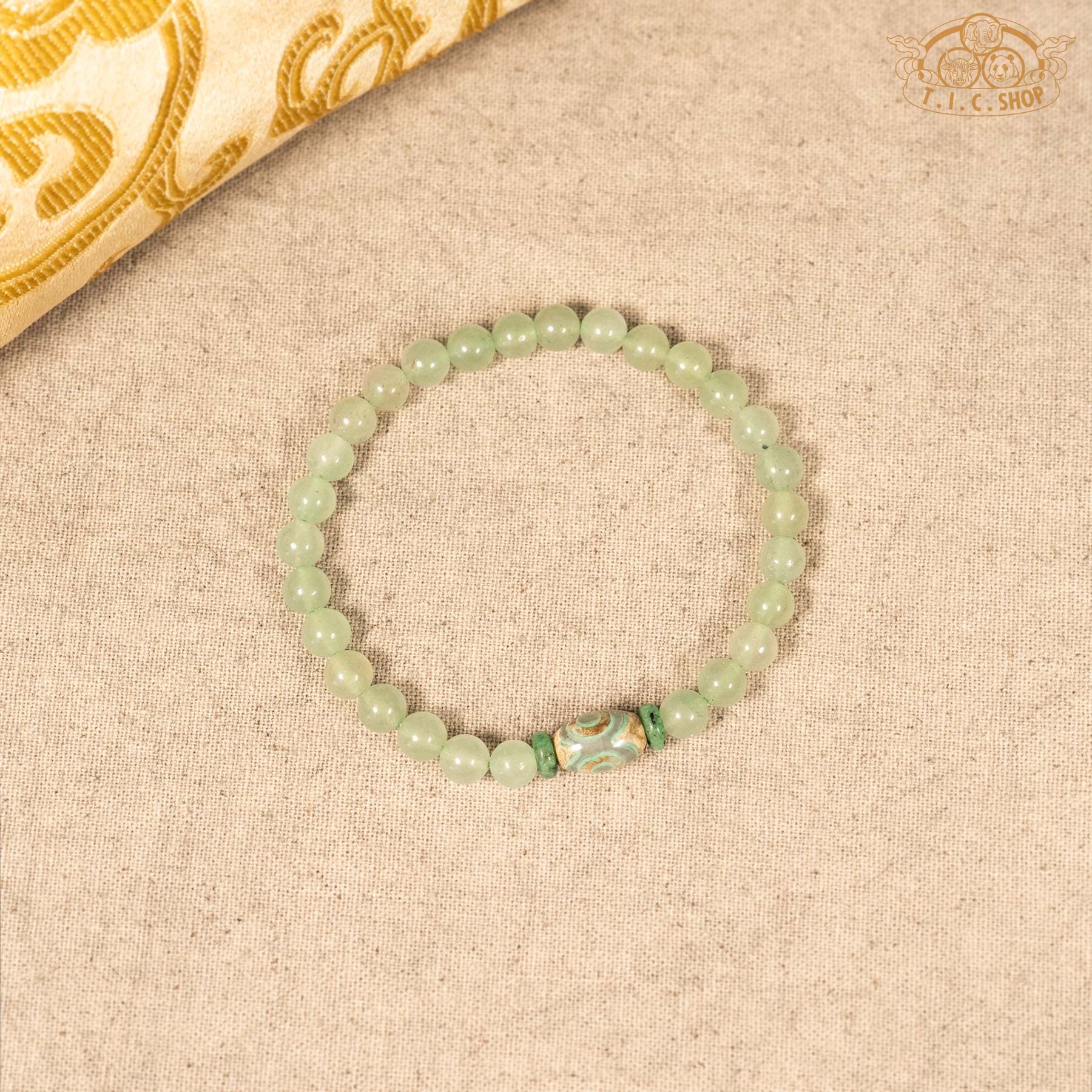 Dzi Bead Aventurine 6mm Bead Bracelet