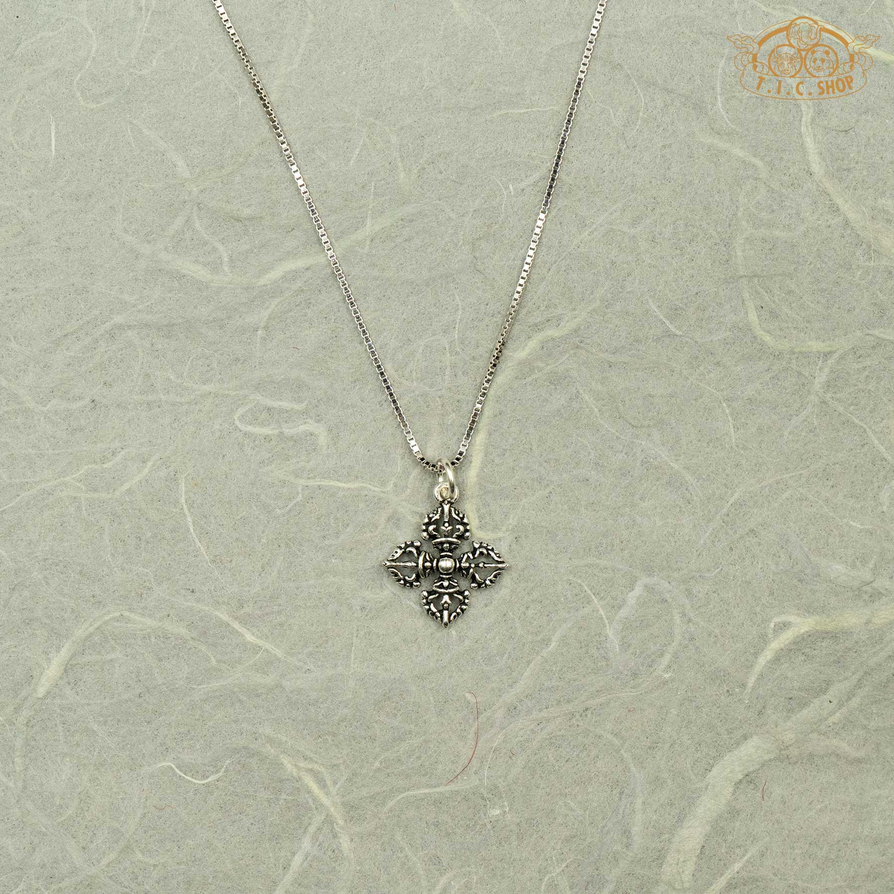 Double Vajra 925 Silver Pendant Necklace